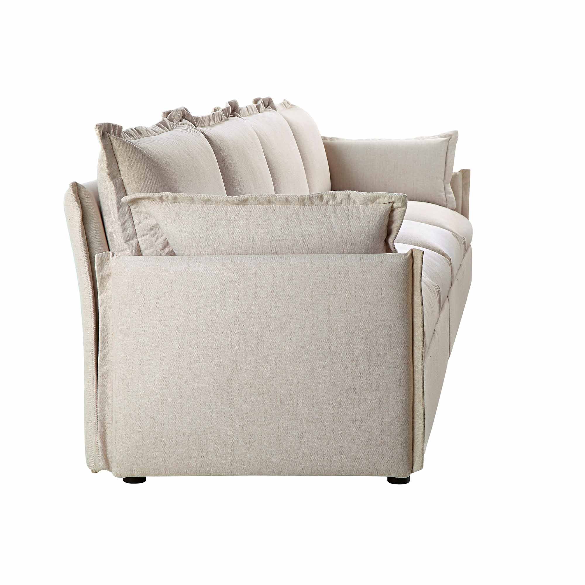 Byron Pillow Edge Beige Fabric Modular Sofa, 4-Seater - Image 9