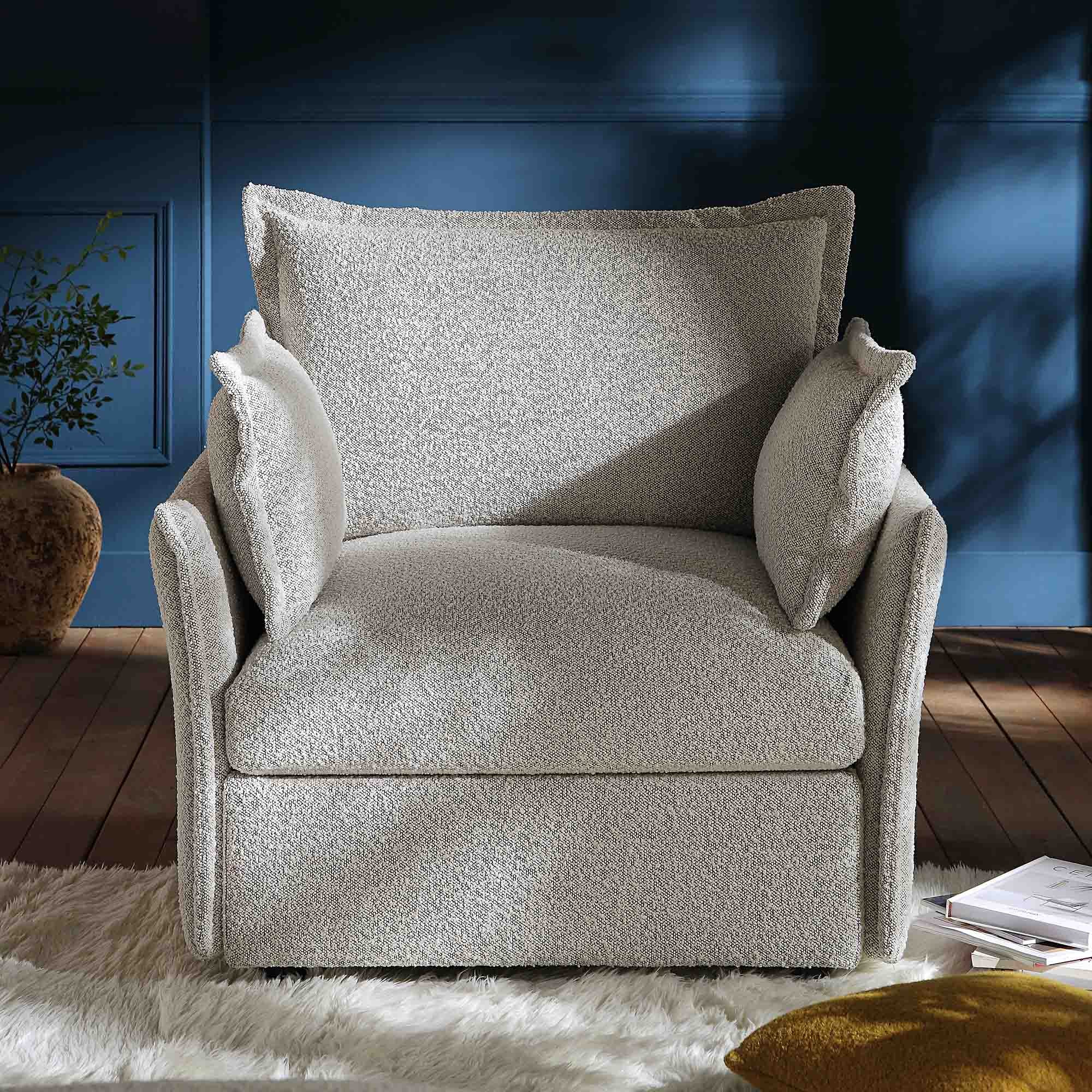 Byron Pillow Edge Mist Grey Boucle Modular Sofa, 1-Seater - Image 2