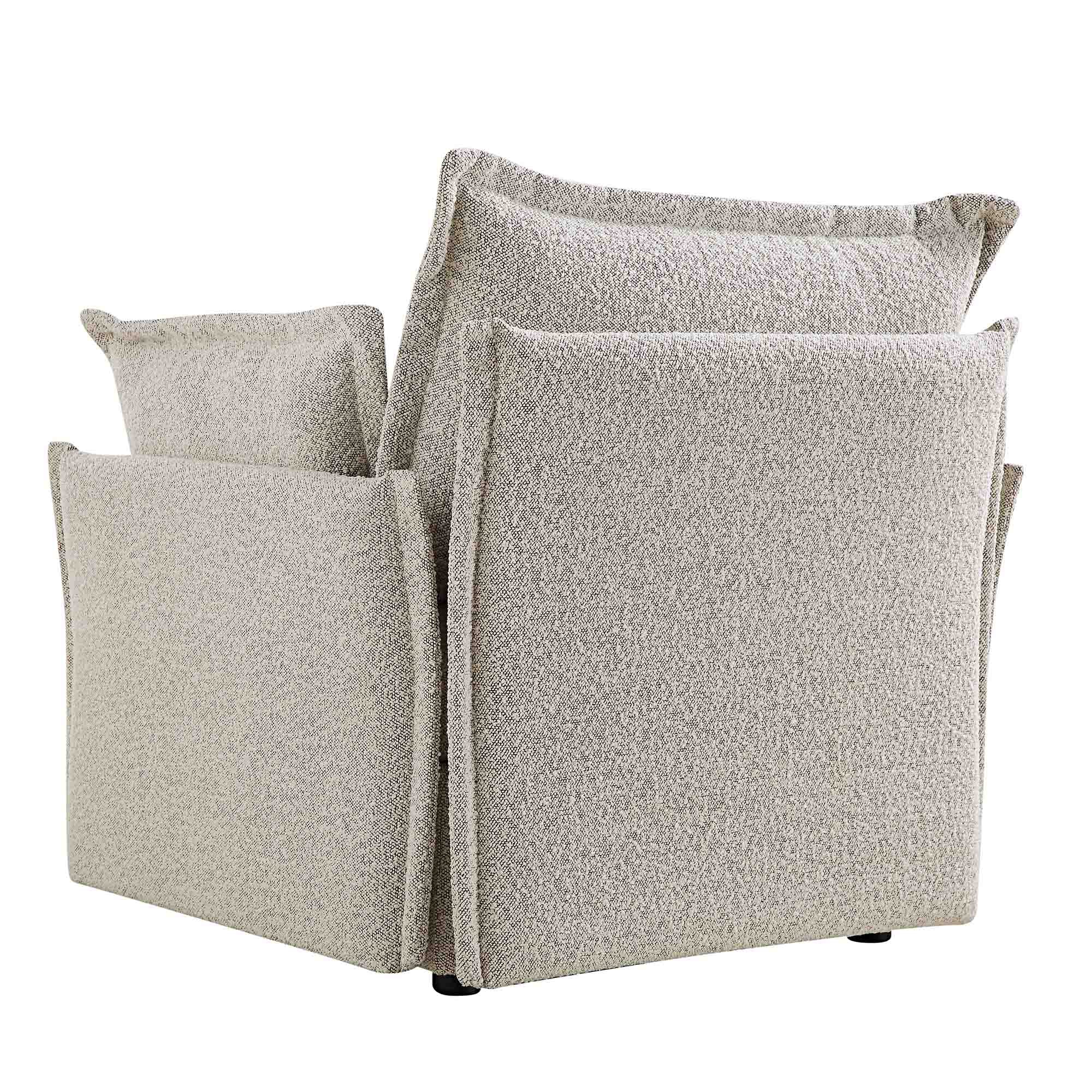 Byron Pillow Edge Mist Grey Boucle Modular Sofa, 1-Seater - Image 9