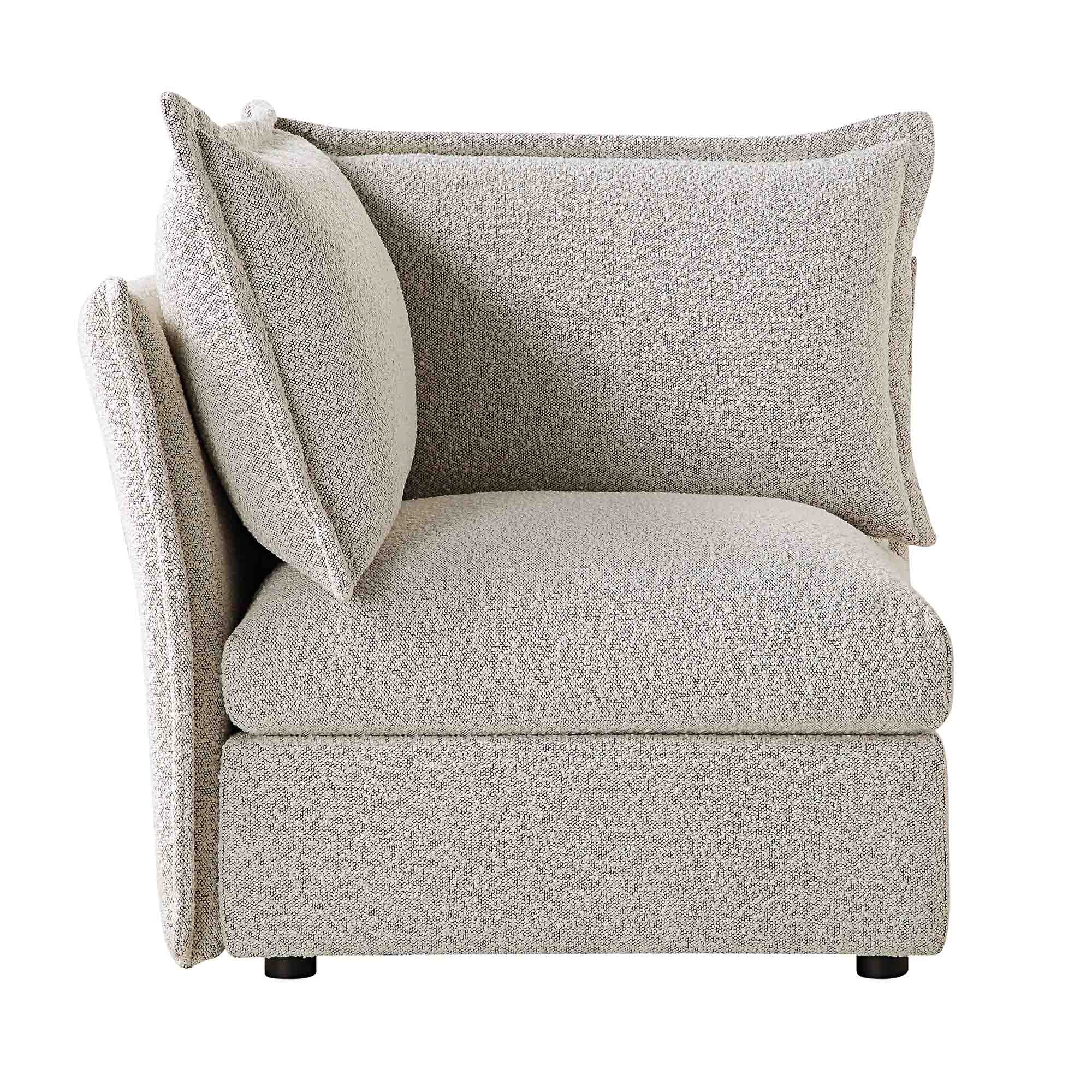 Byron Pillow Edge Mist Grey Boucle Modular Sofa, 1-Seater Corner - Image 4