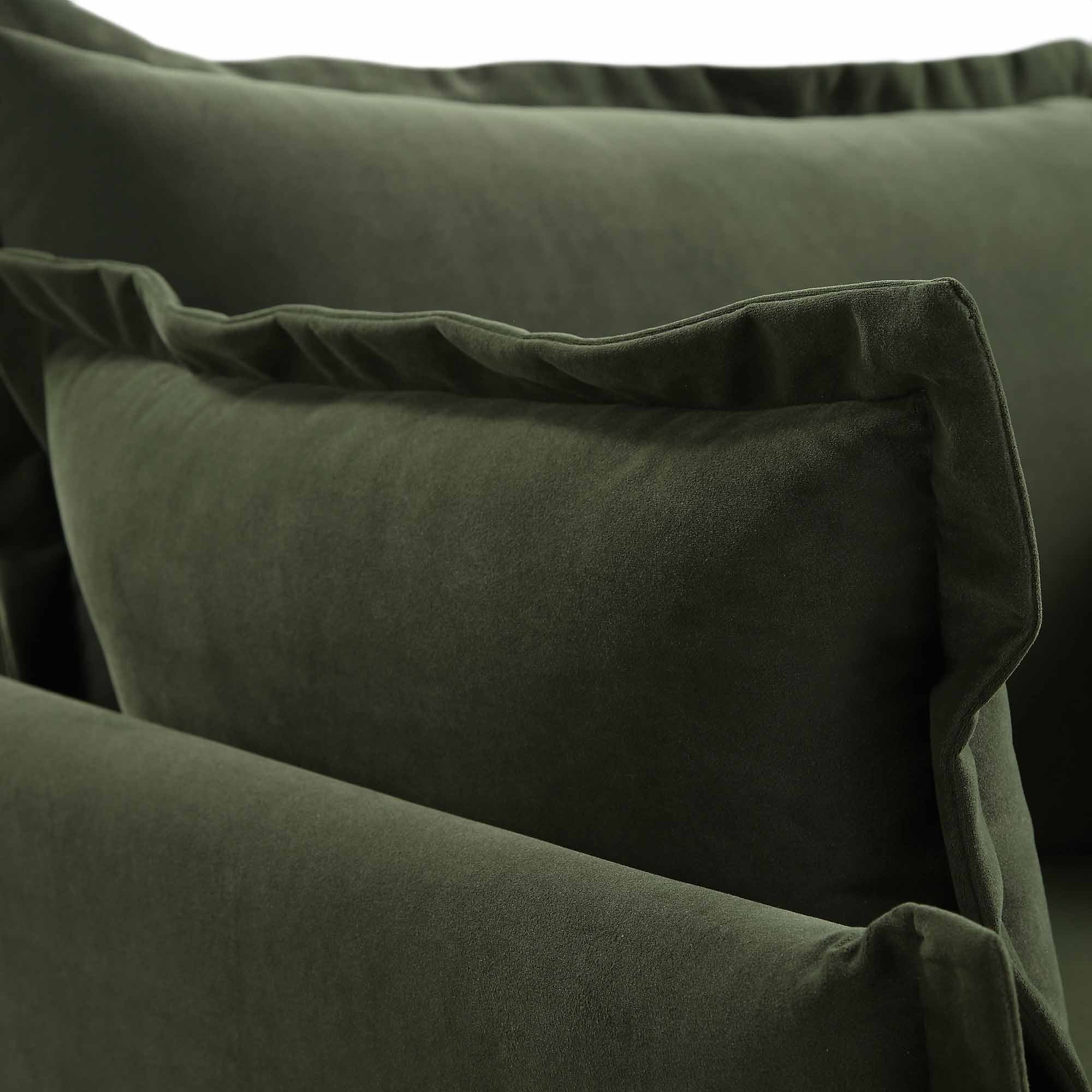 Byron Pillow Edge Moss Green Velvet Modular Sofa, 1-Seater - Image 10