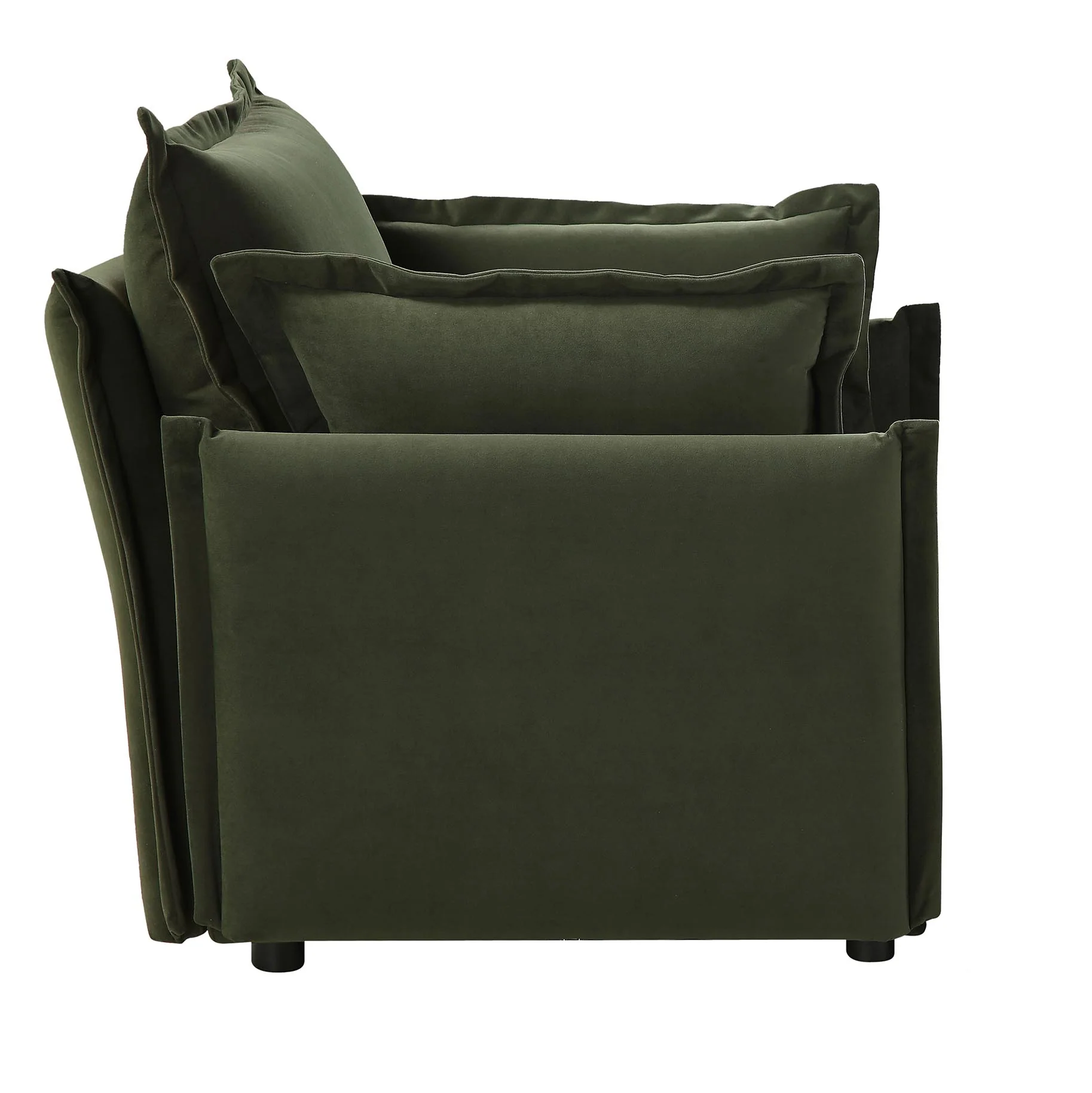 Byron Pillow Edge Moss Green Velvet Modular Sofa, 1-Seater - Image 8