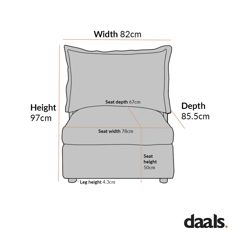 Byron Pillow Edge Beige Fabric Modular Sofa, 1 Seater Armless - Image 2