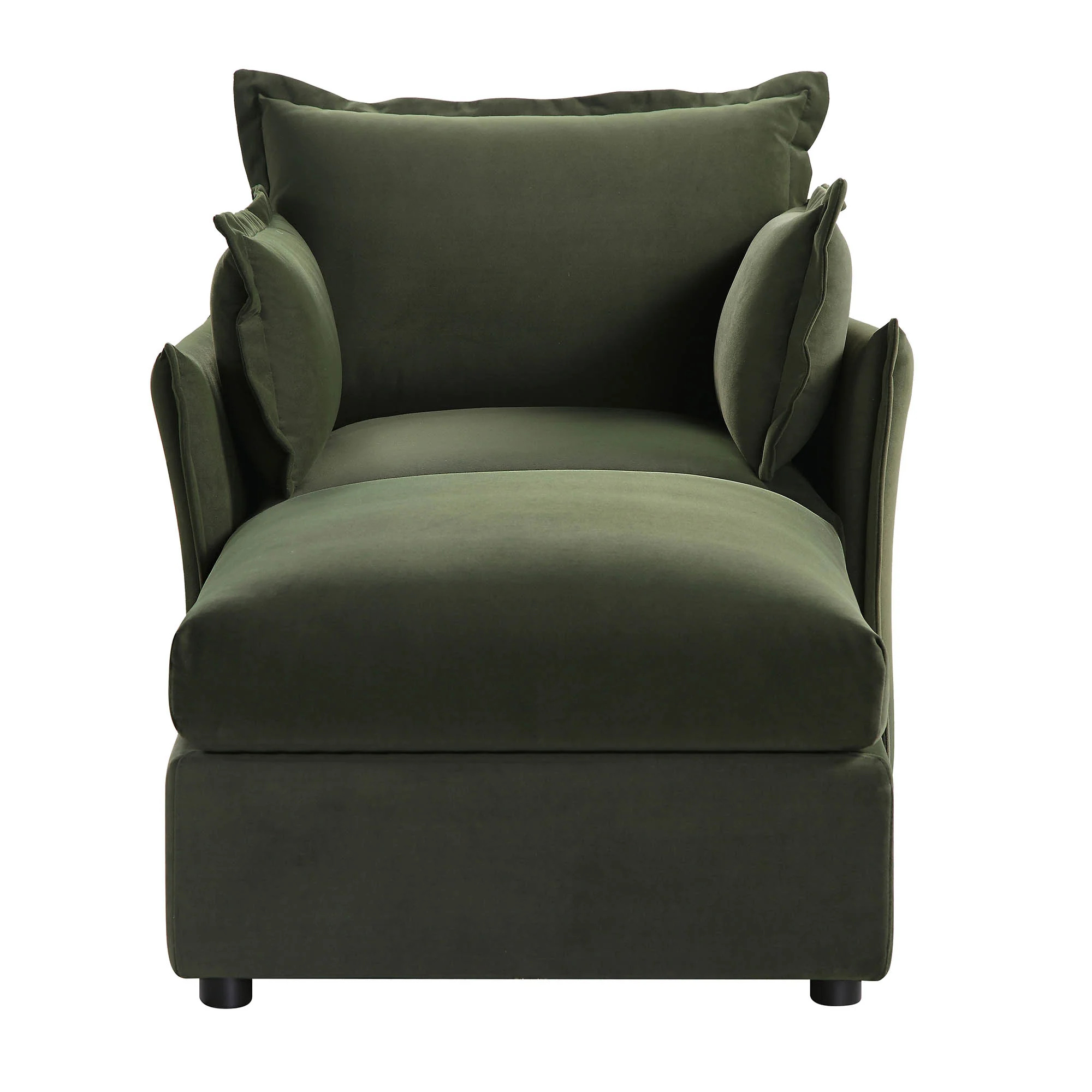 Byron Pillow Edge Moss Green Velvet Modular Sofa, 1-Seater Chaise - Image 3