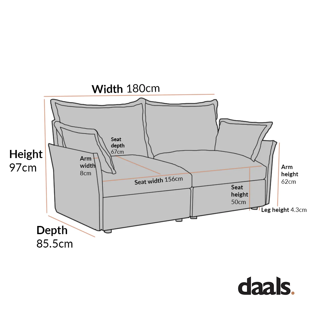Byron Pillow Edge Mist Grey Boucle Modular Sofa, 2-Seater - Image 6