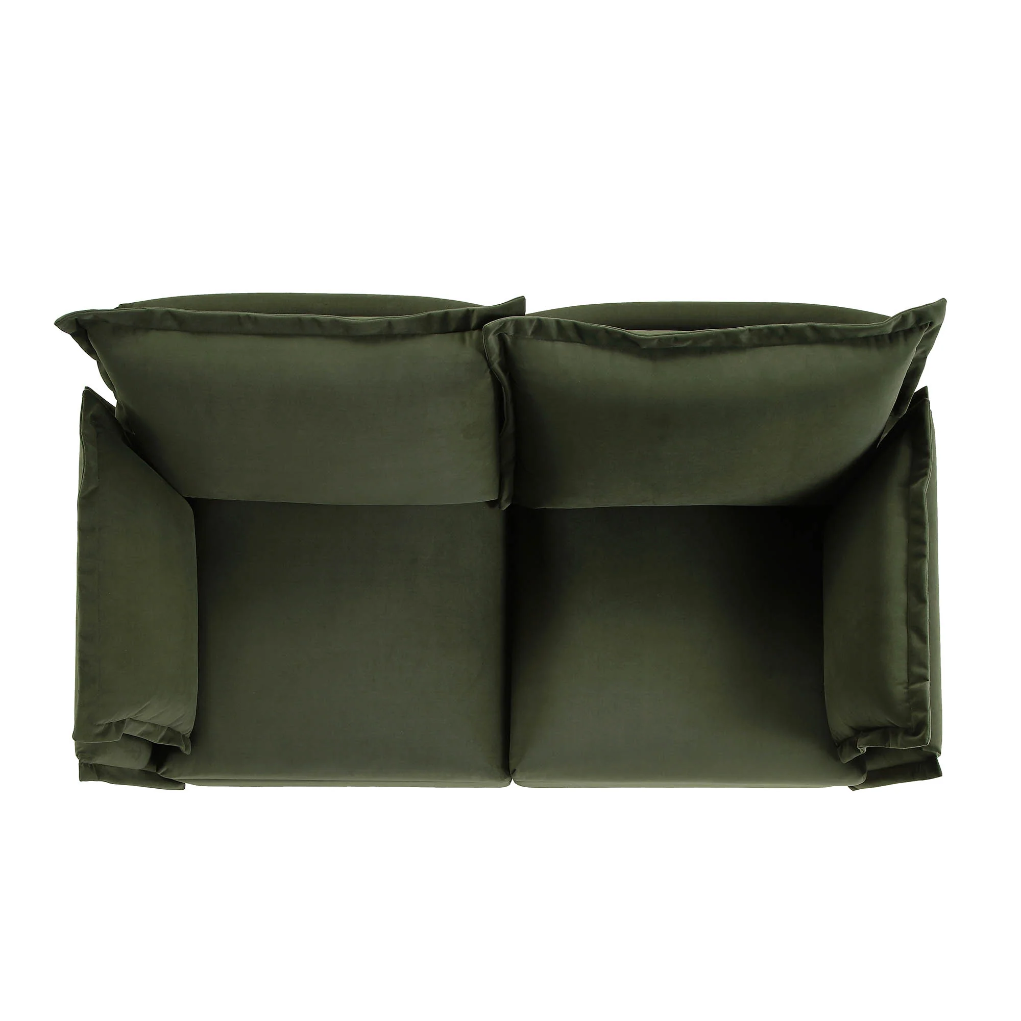 Byron Pillow Edge Moss Green Velvet Modular Sofa, 2-Seater - Image 6
