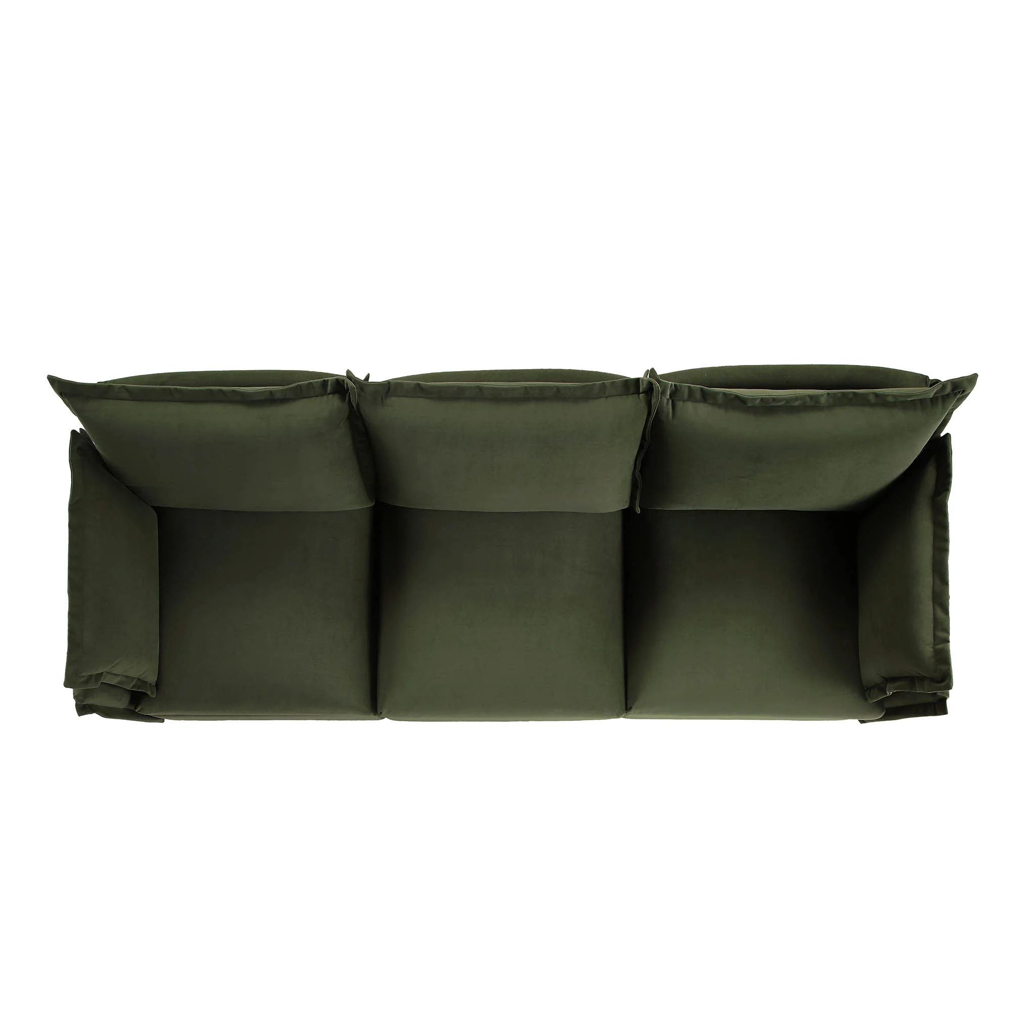 Byron Pillow Edge Moss Green Velvet Modular Sofa, 3-Seater - Image 6