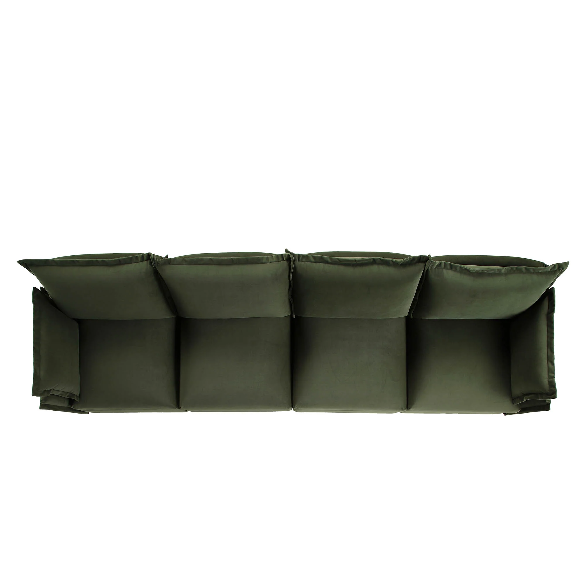 Byron Pillow Edge Moss Green Velvet Modular Sofa, 4-Seater - Image 6