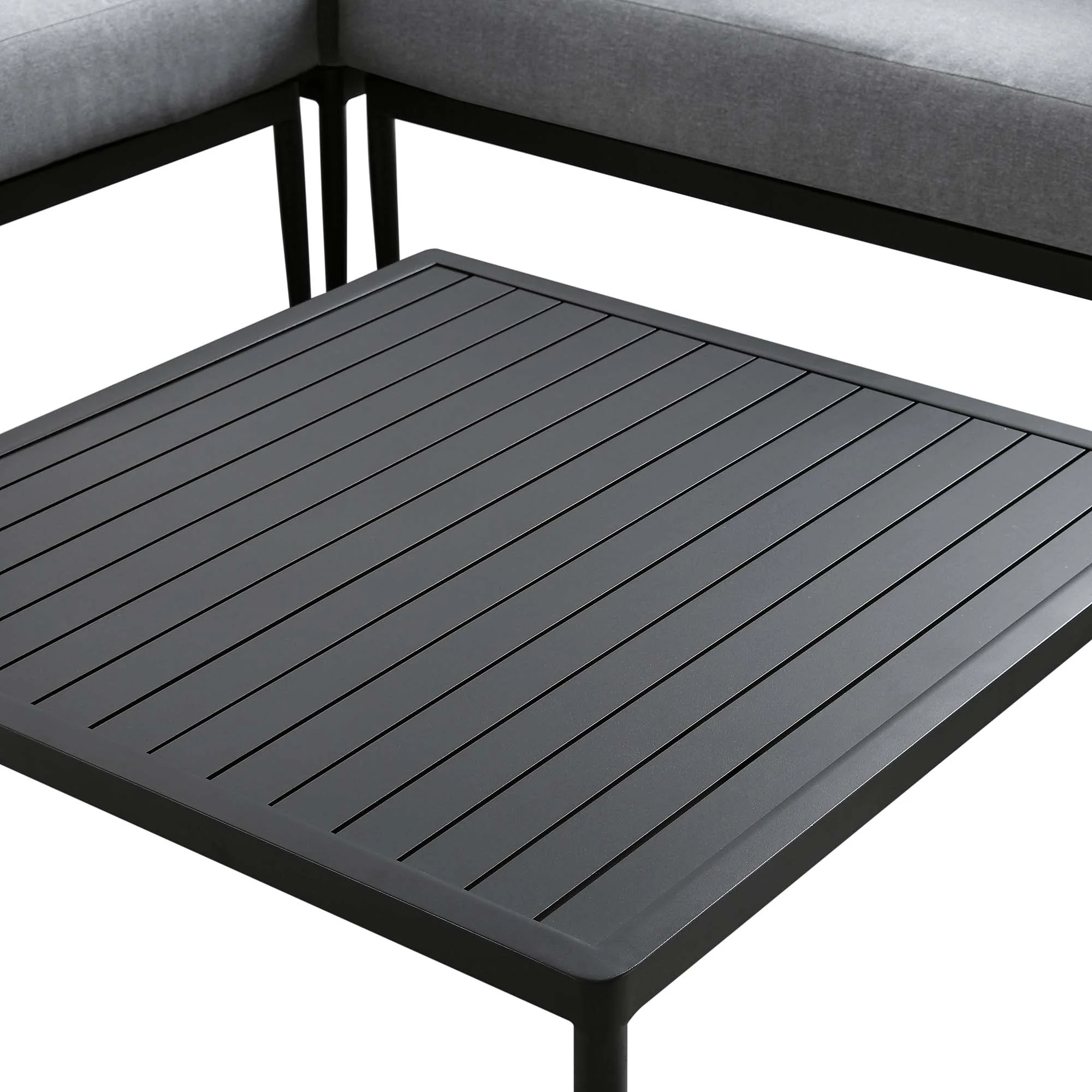 Calabasas Large Outdoor Fabric Aluminium Frame Corner Sofa Set with Coffee Table, Dark Grey - Image 8