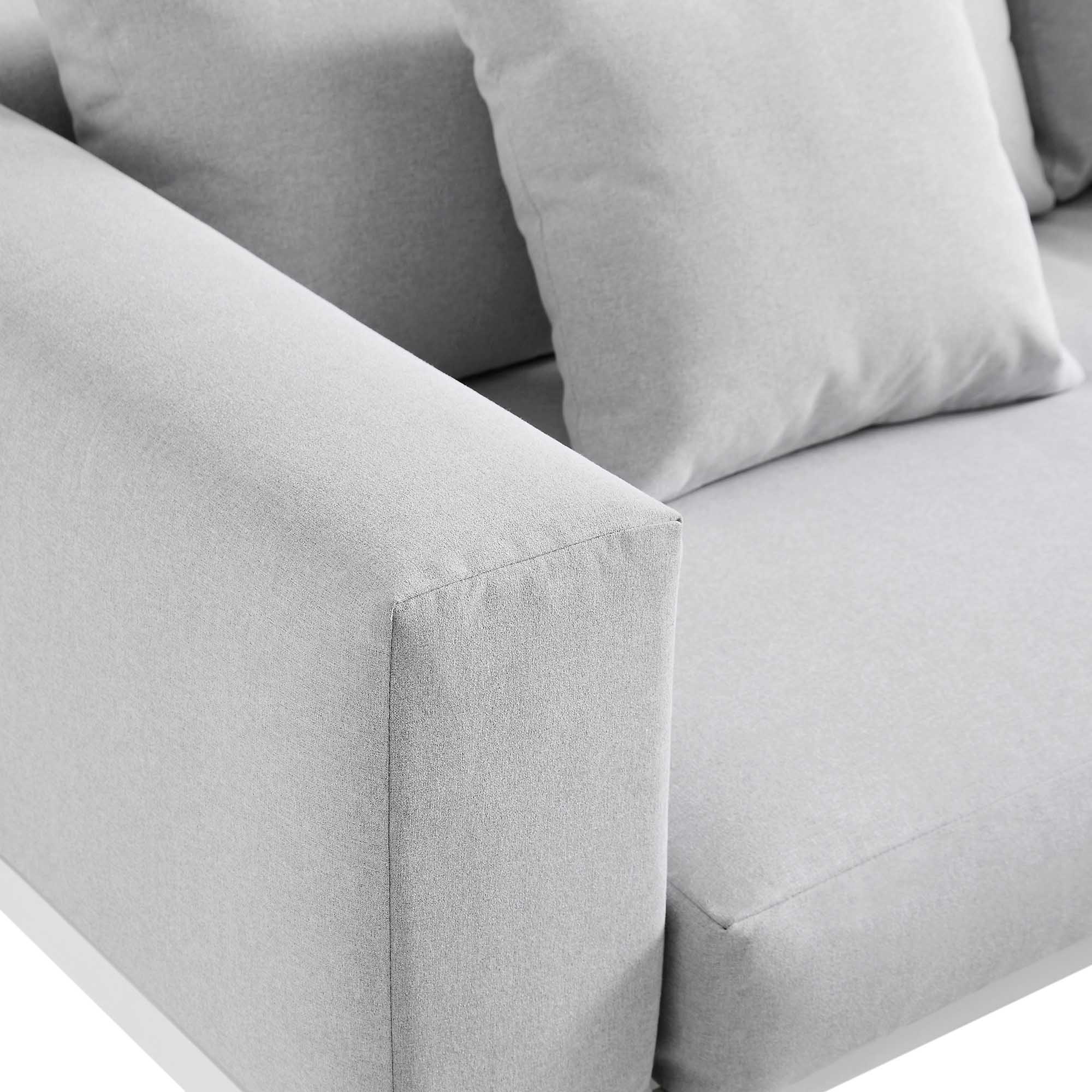 Calabasas Large Outdoor Fabric Aluminium Frame Corner Sofa Set with Coffee Table, Light Grey - Image 10