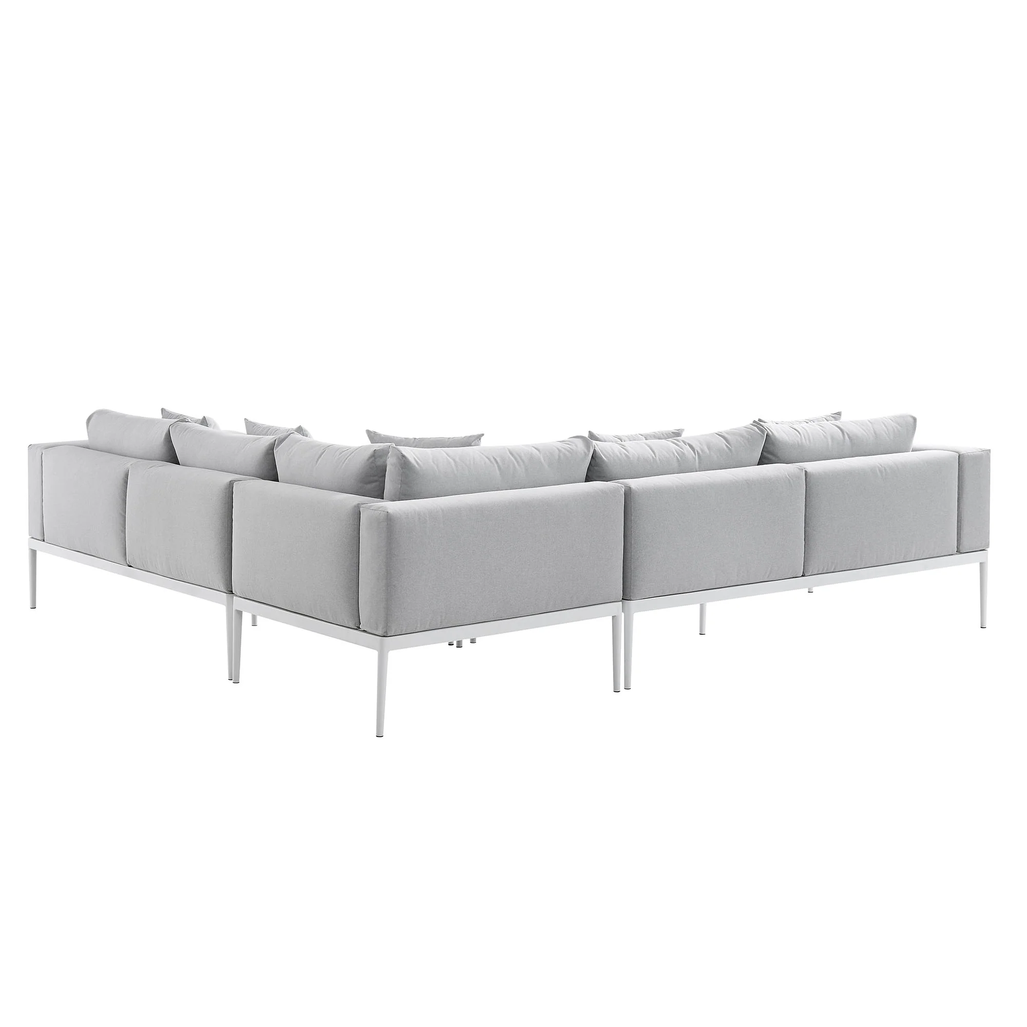 Calabasas Large Outdoor Fabric Aluminium Frame Corner Sofa Set with Coffee Table, Light Grey - Image 7