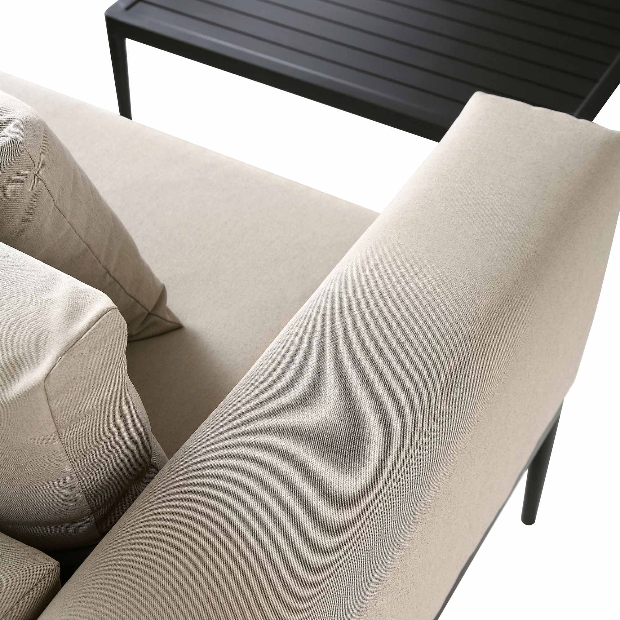 Calabasas Large Outdoor Fabric Aluminium Frame Corner Sofa Set with Coffee Table, Taupe - Image 10