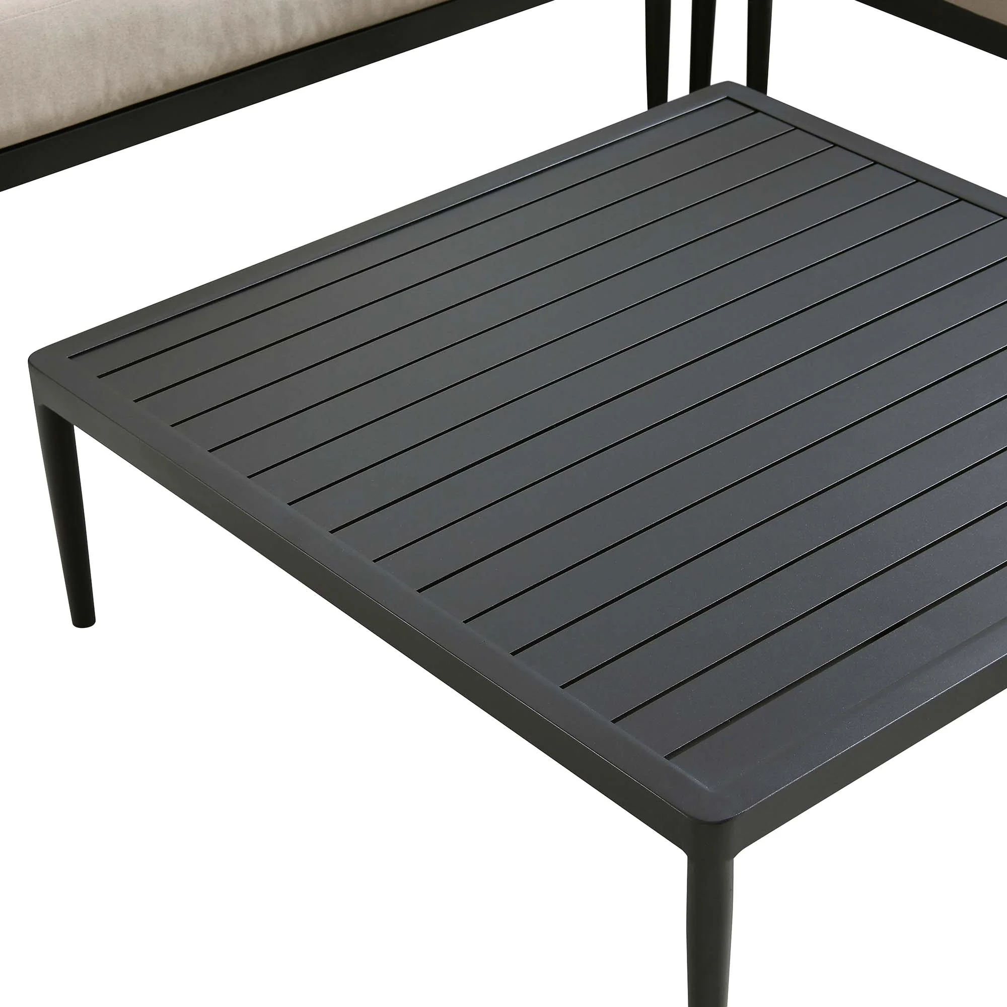 Calabasas Large Outdoor Fabric Aluminium Frame Corner Sofa Set with Coffee Table, Taupe - Image 9