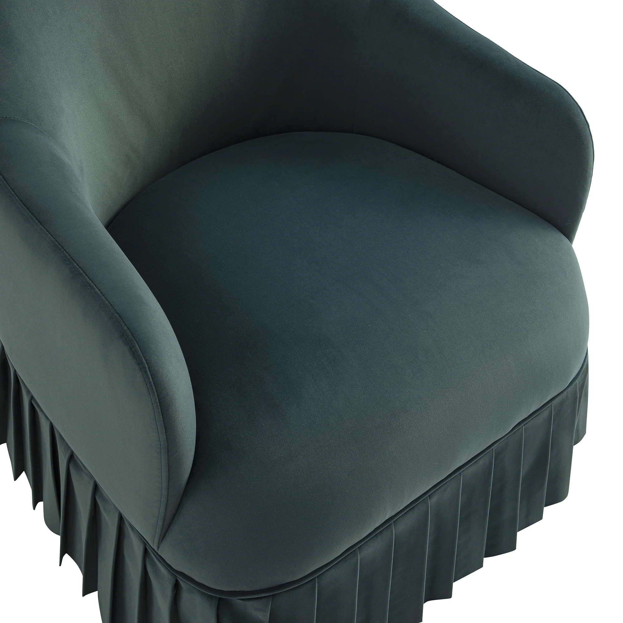 Calliope Skirted Armchair, Aegean Blue Velvet - Image 13