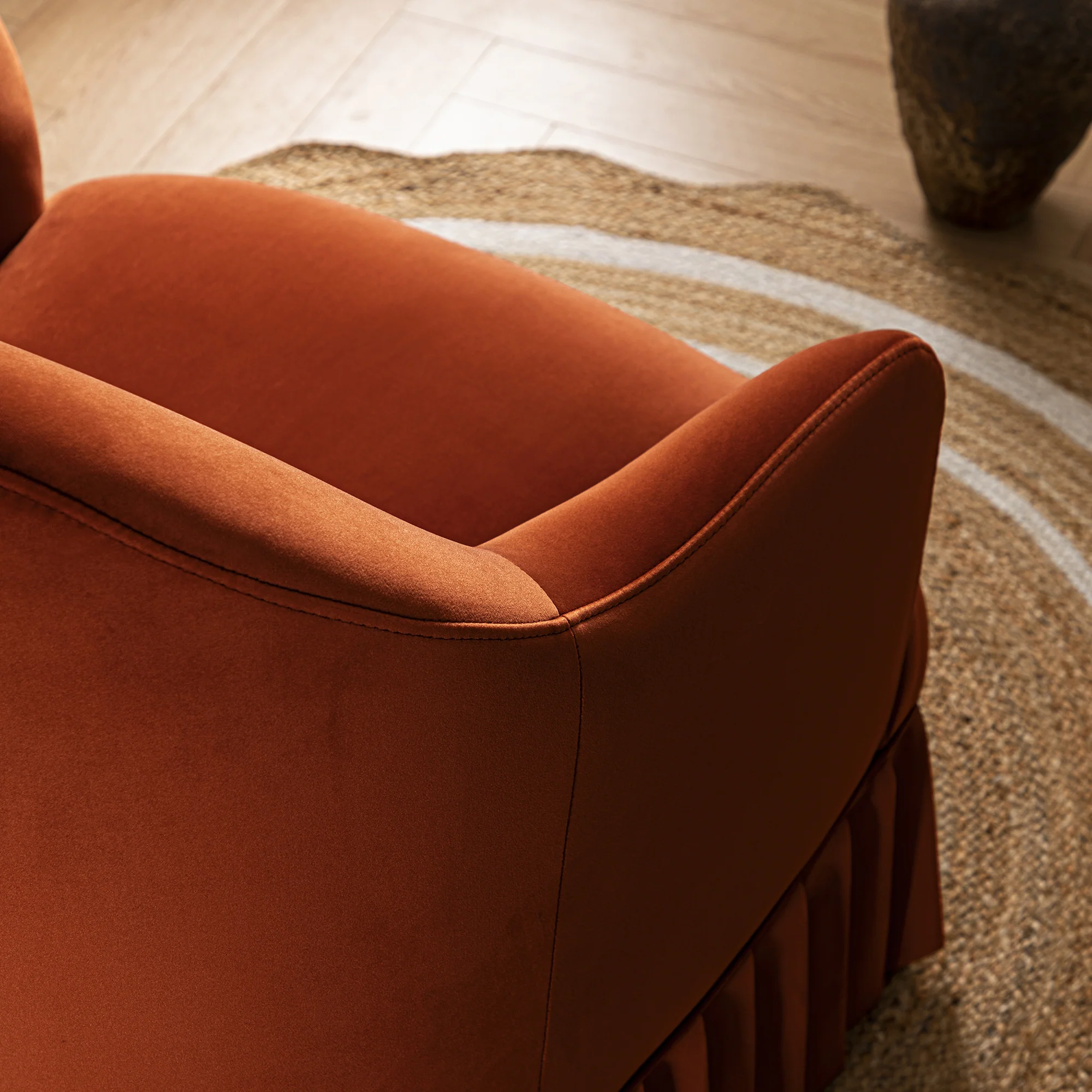 Calliope Skirted Armchair, Rust Velvet - Image 4