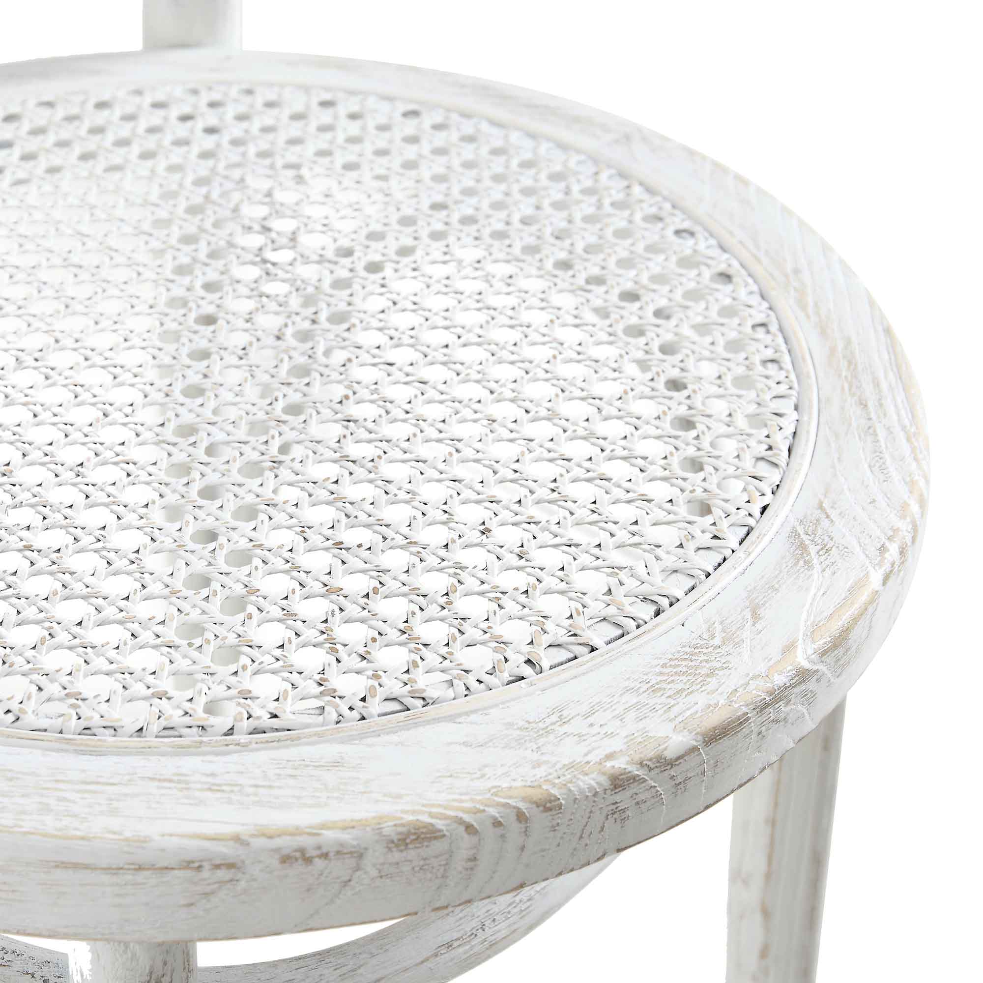 Camille Elm Wood and Rattan Bentwood Dining Chair, Distressed White - Image 11