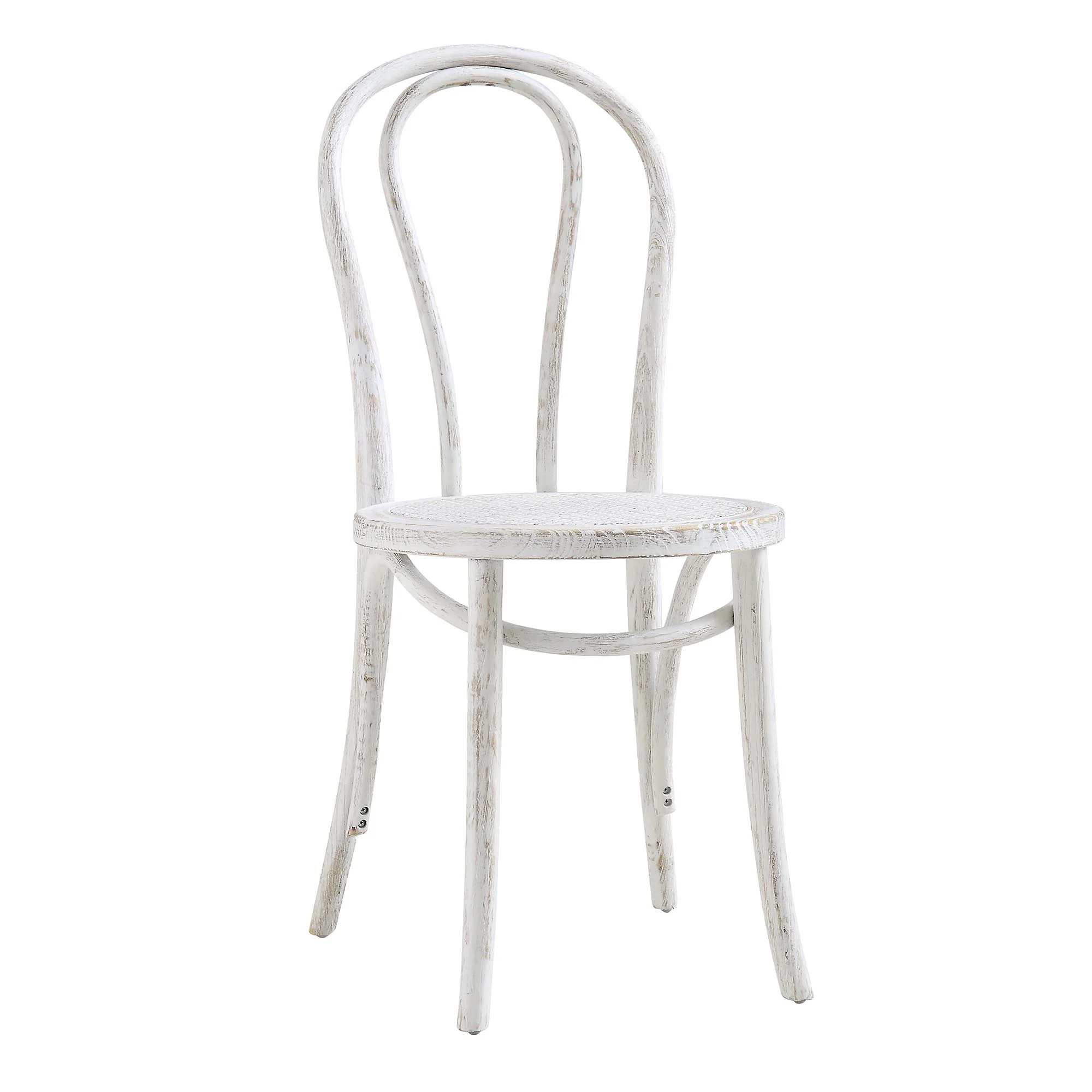 Camille Elm Wood and Rattan Bentwood Dining Chair, Distressed White - Image 5
