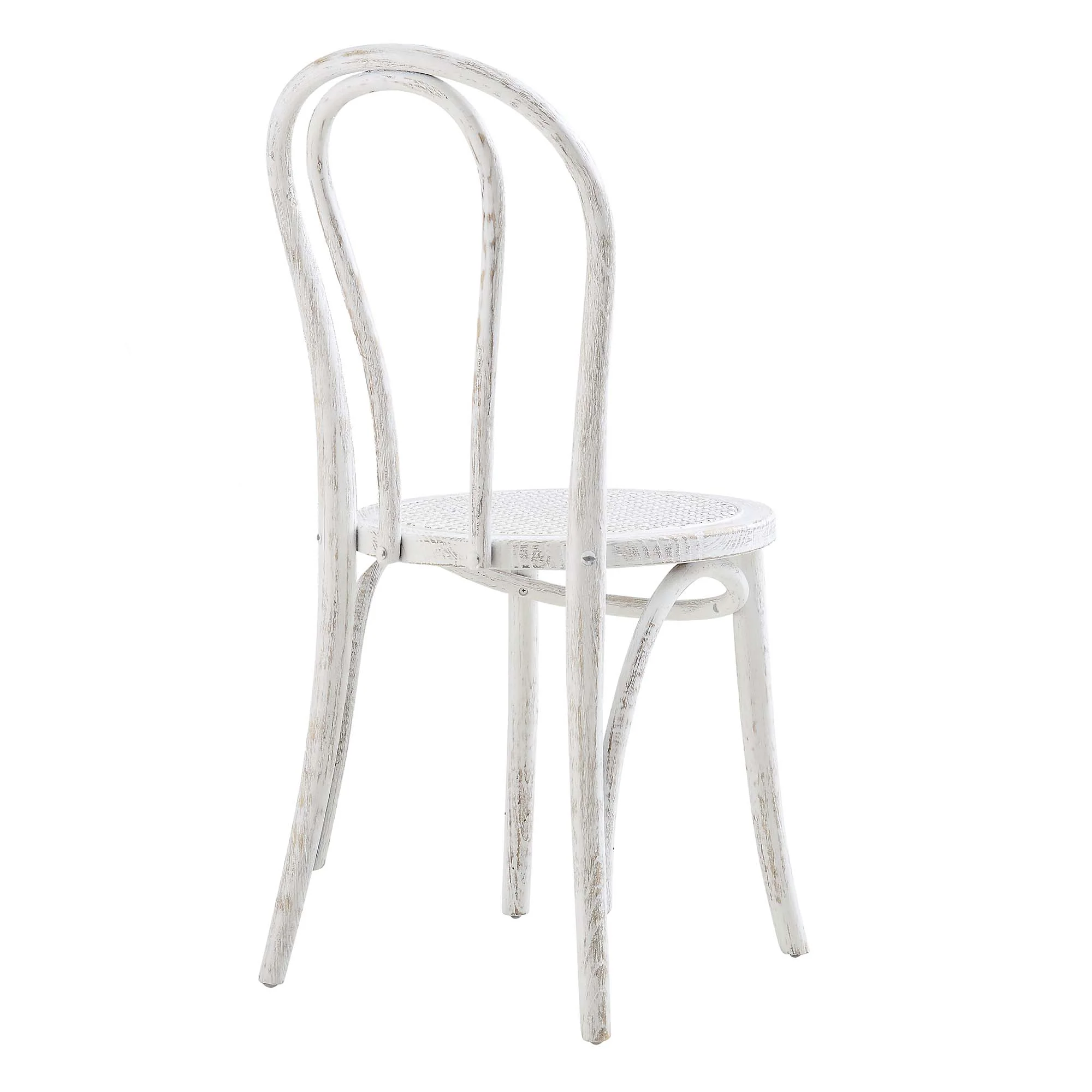 Camille Elm Wood and Rattan Bentwood Dining Chair, Distressed White - Image 7