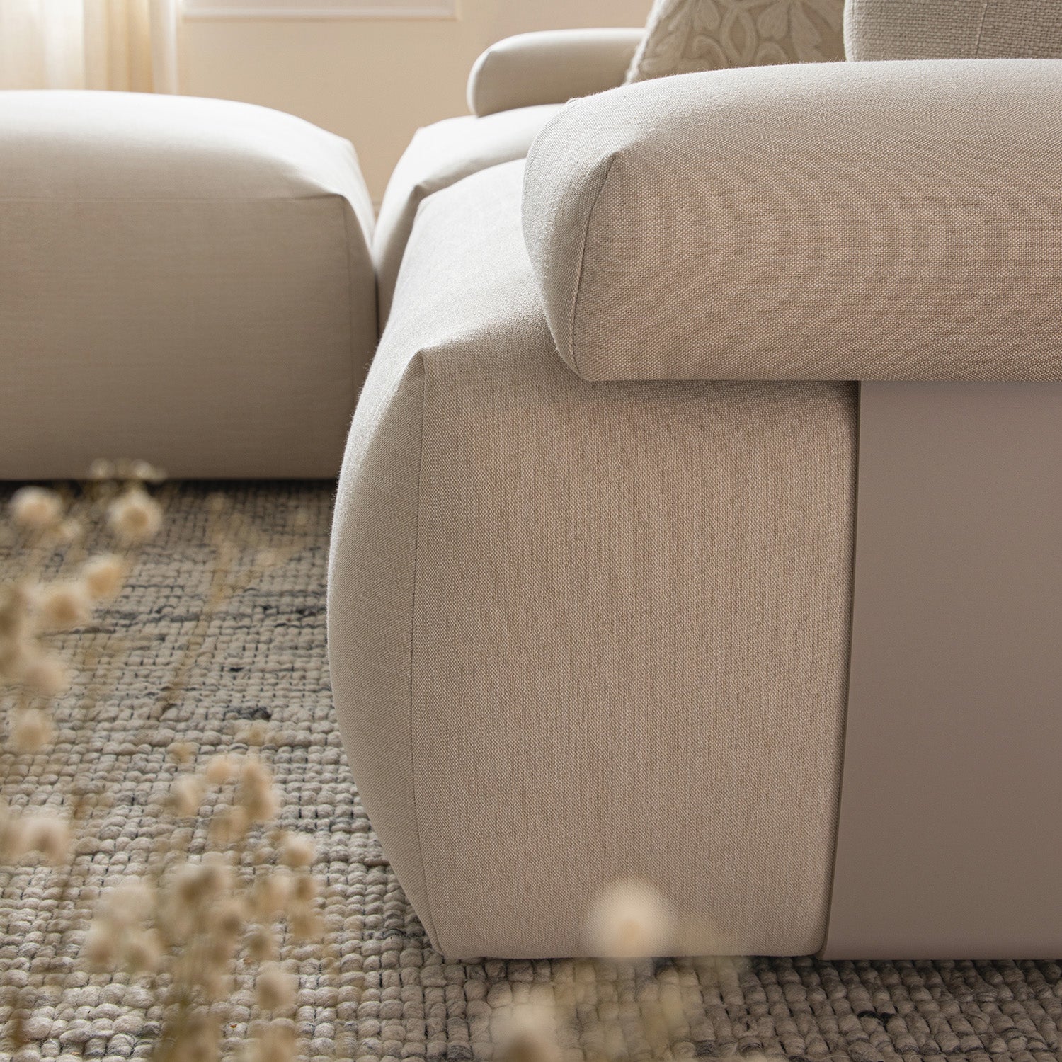 Carlyle Beige Cotton Blend Modular Sofa, 2-Piece Chaise - Image 11