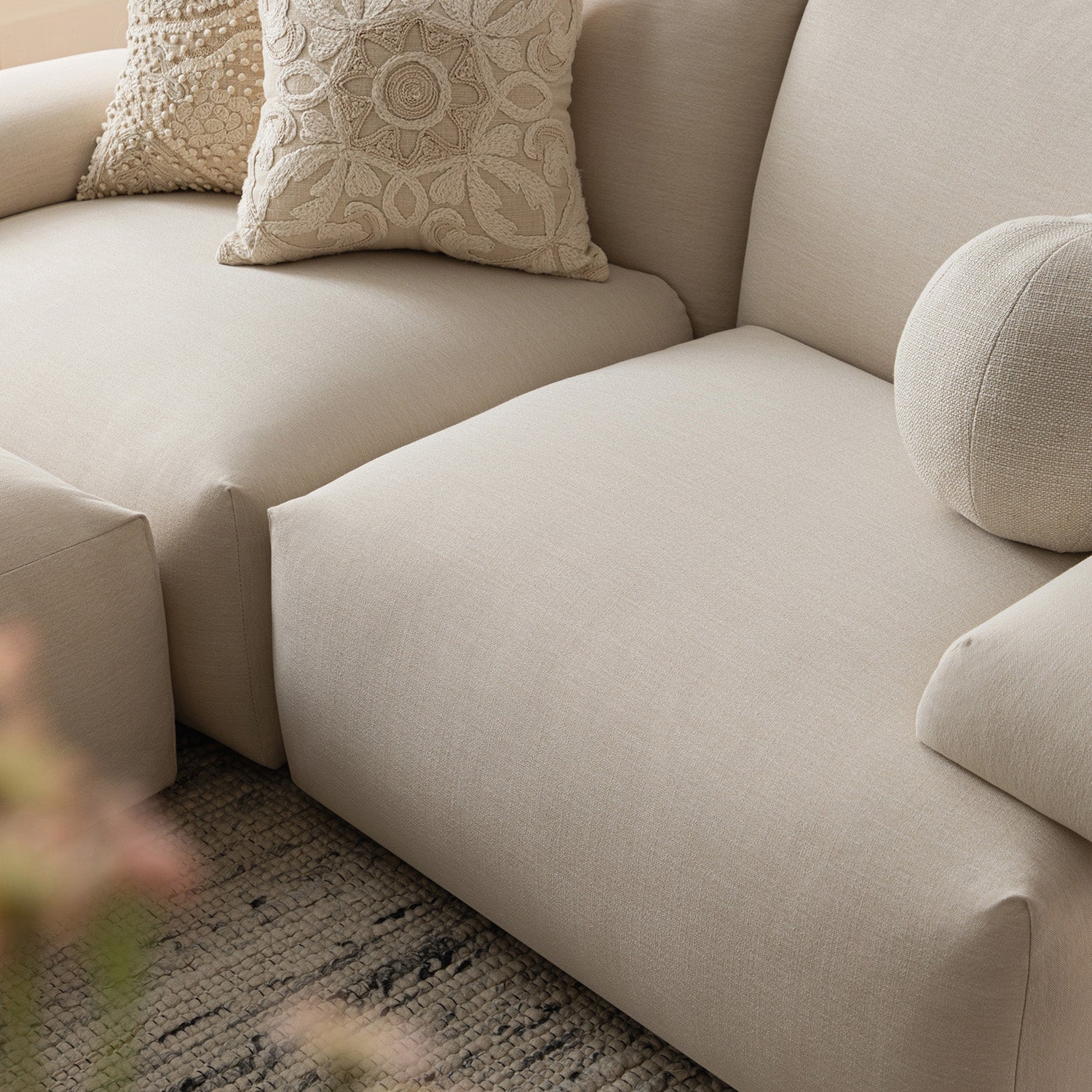 Carlyle Beige Cotton Blend Modular Sofa, 2-Piece Chaise - Image 8