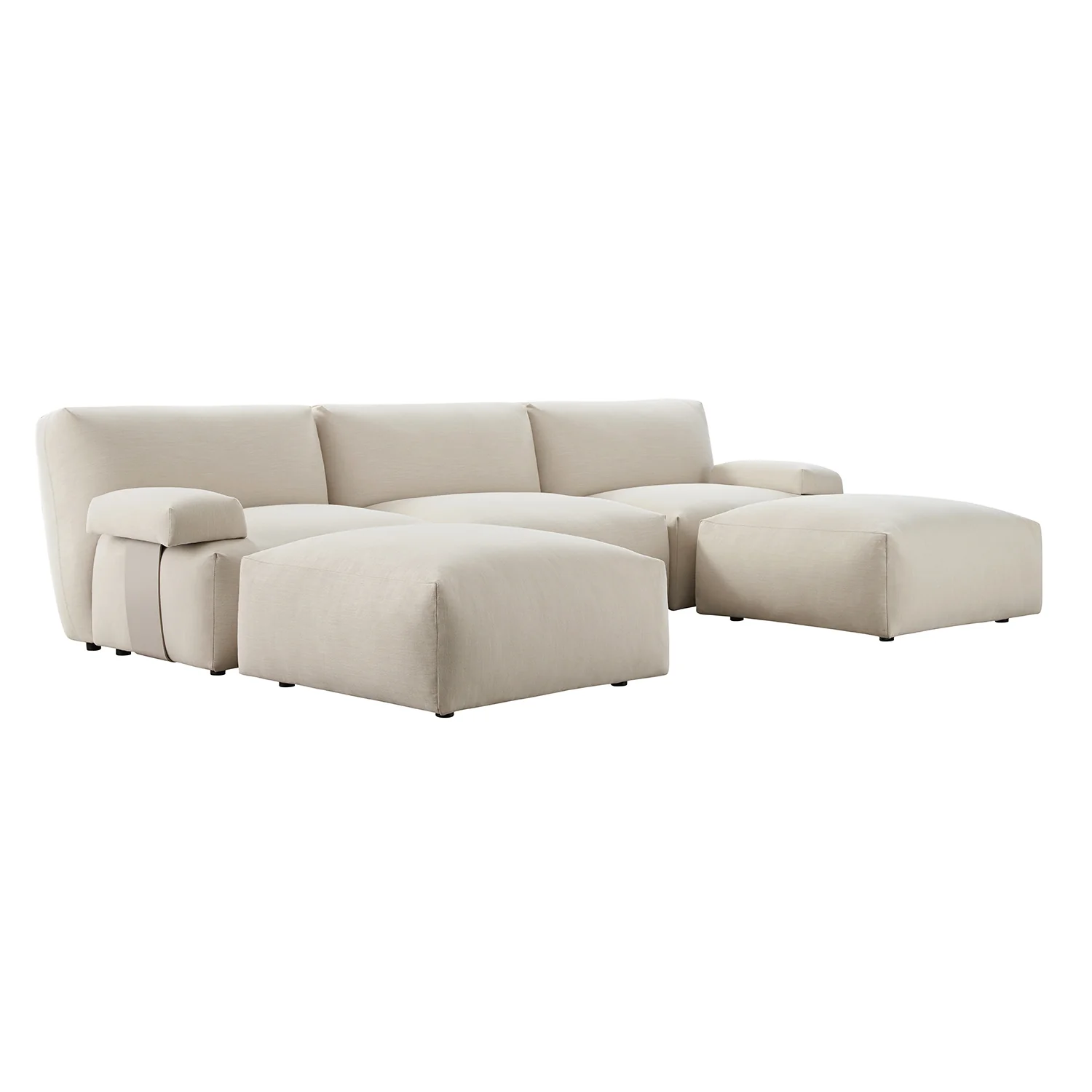 Carlyle Beige Cotton Blend Modular Sofa, 5-Piece U-Shape Set - Image 4