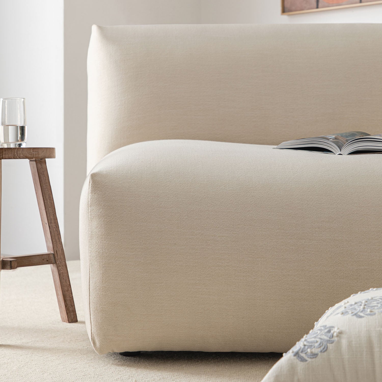 Carlyle Beige Cotton Blend Modular Sofa, Armless Seat - Image 6