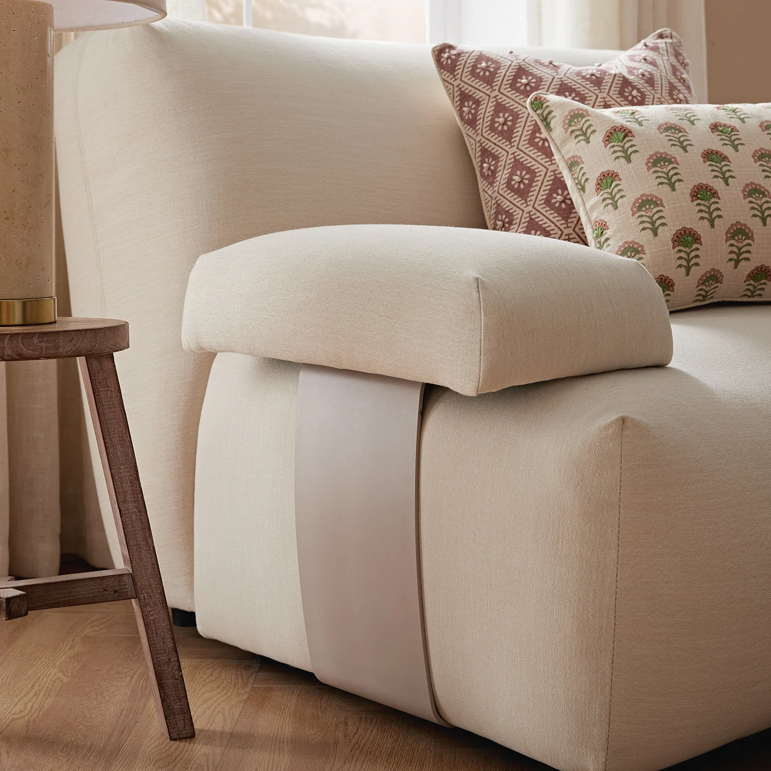 Carlyle Beige Cotton Blend Modular Sofa, Side Seat - Image 4