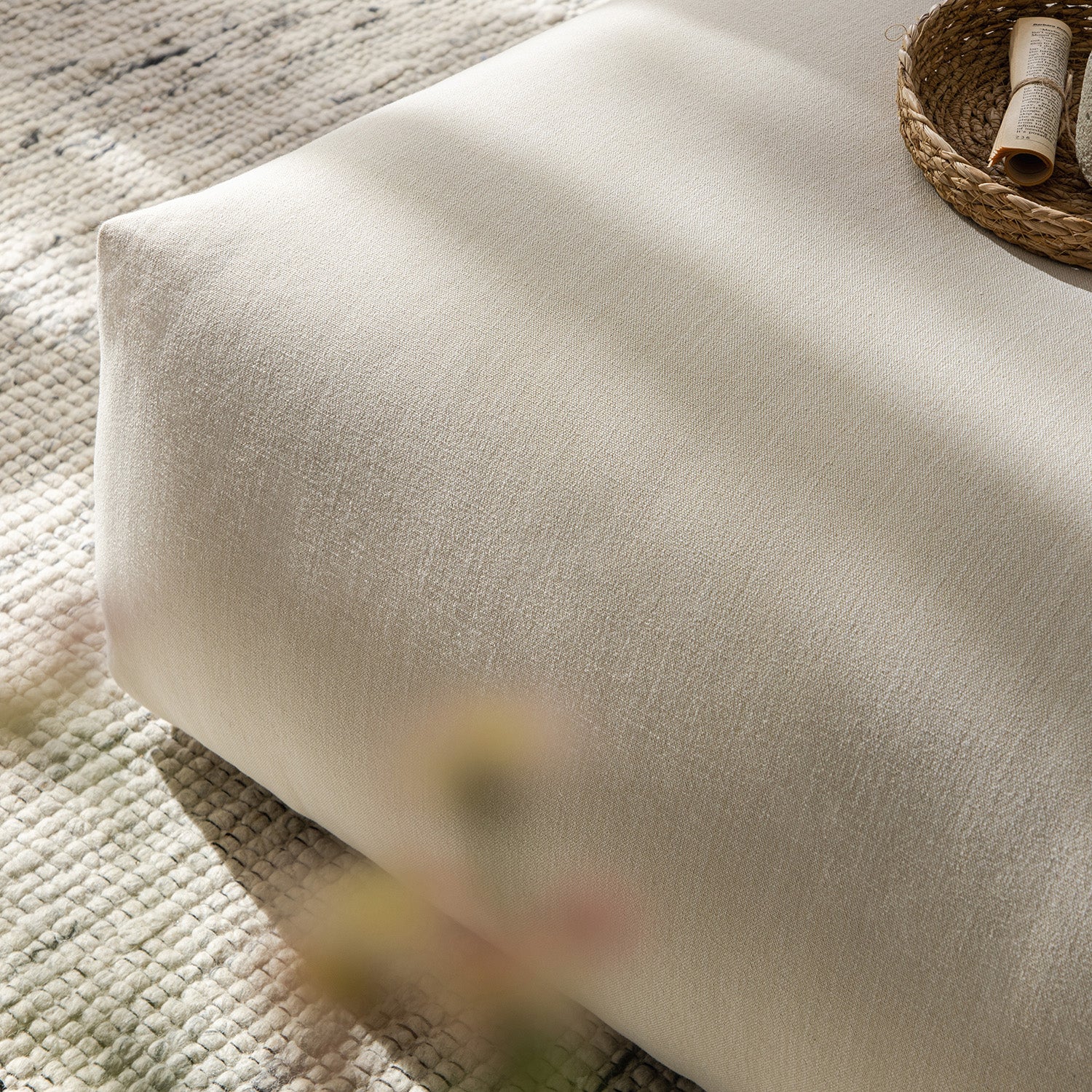 Carlyle Beige Cotton Blend Modular Sofa, Stool - Image 4