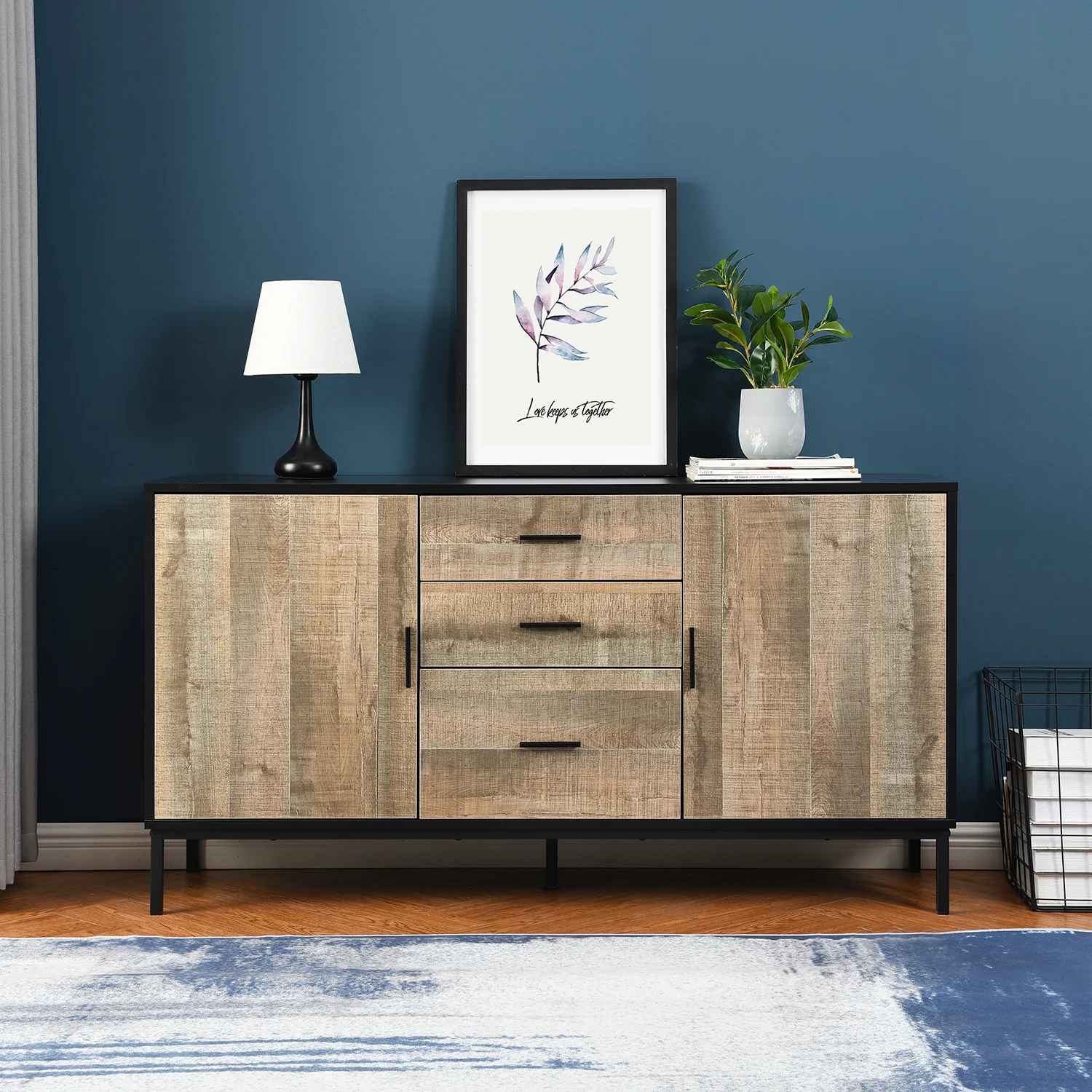 Carnaby 2 Cupboard 3 Drawer Sideboard - Image 3