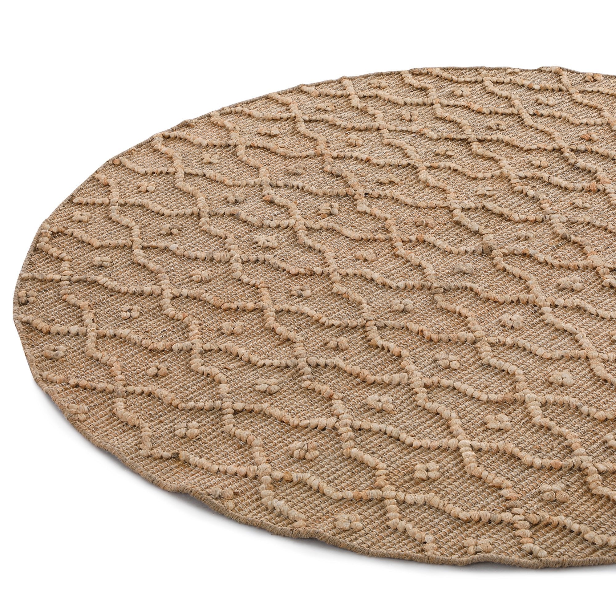 Casablanca Trellis Handwoven & Knotted Natural Jute Round Rug - Image 2