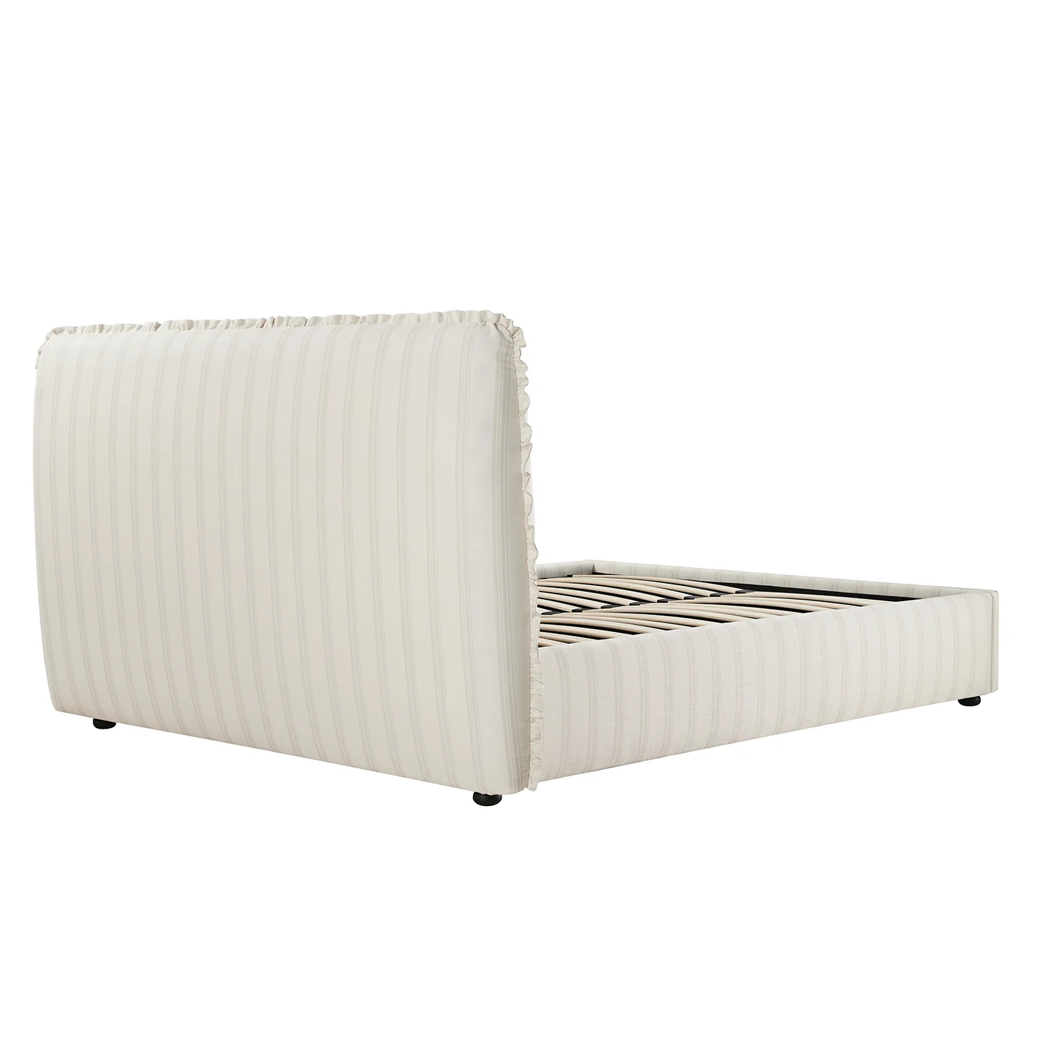 Celeste Upholstered Storage Bed with Ruffled Headboard, Seashell Stripe - Image 16