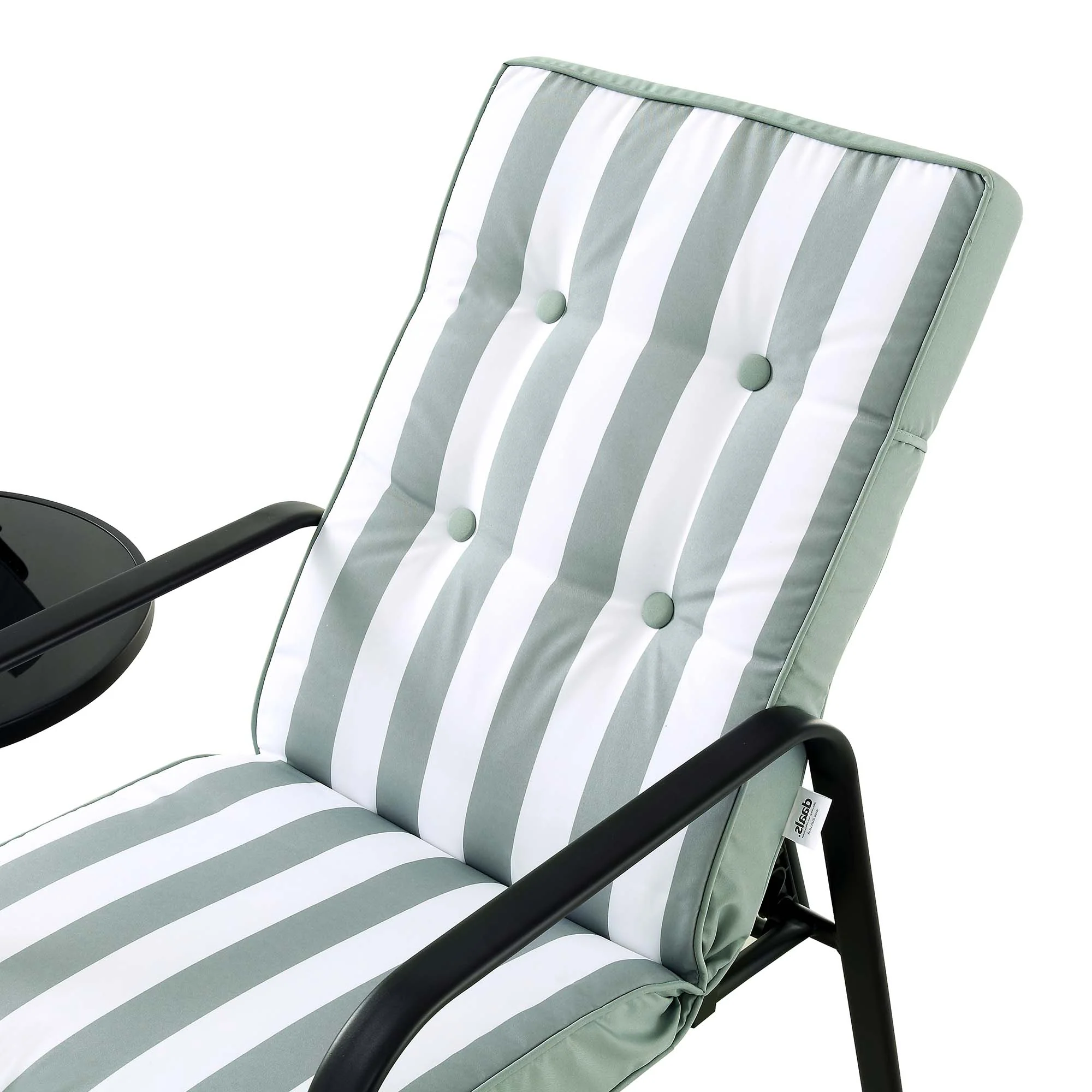 Champneys 2-Seater Steel and Fabric Outdoor Reclining Bistro Set with Stool, Sage Green - Image 9