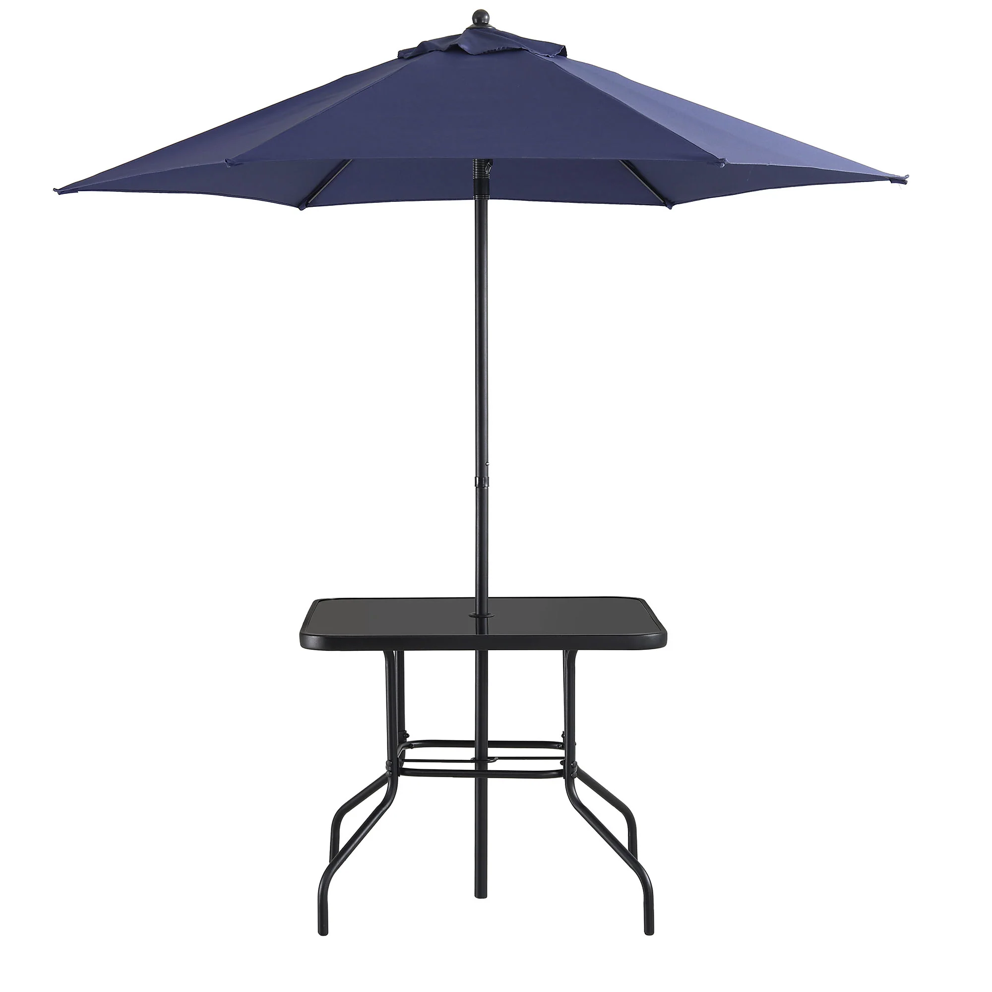 Champneys 4-Seater Steel and Fabric Outdoor Patio Dining Set with Parasol, Navy Blue - Image 11