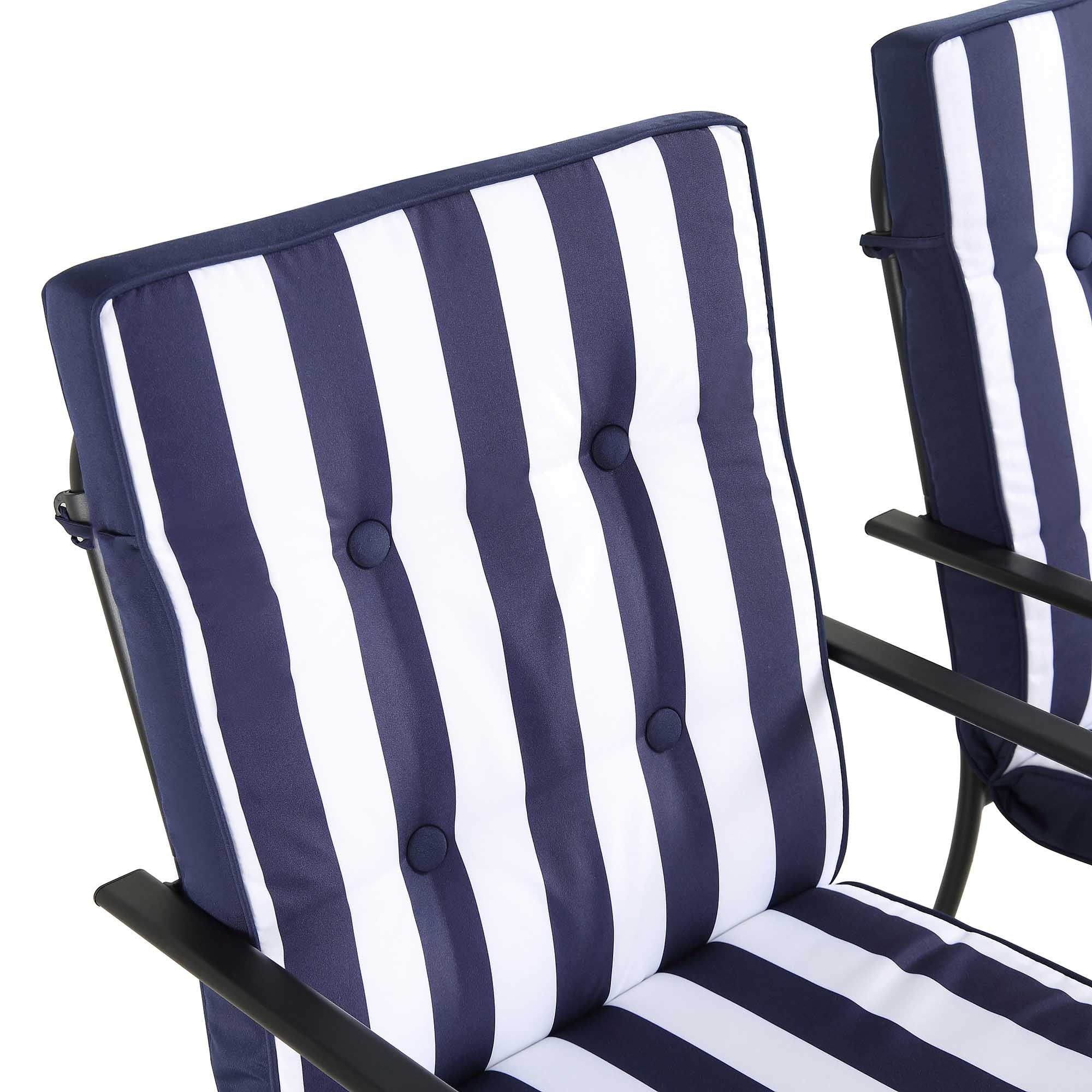 Champneys 6-Seater Steel and Fabric Outdoor Patio Dining Set with Crank Parasol, Blue - Image 12