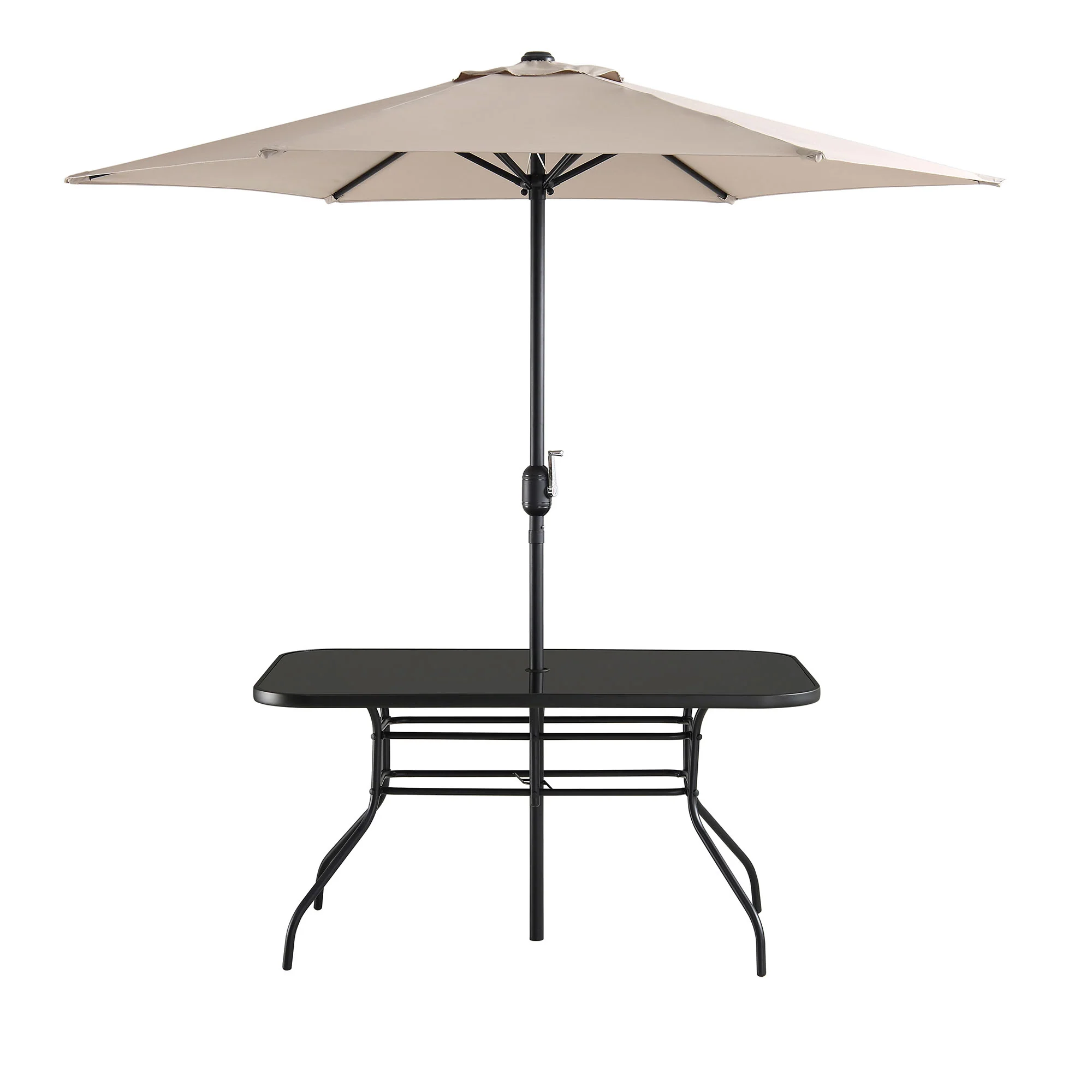 Champneys 6-Seater Steel and Fabric Outdoor Patio Dining Set with Crank Parasol, Taupe - Image 10