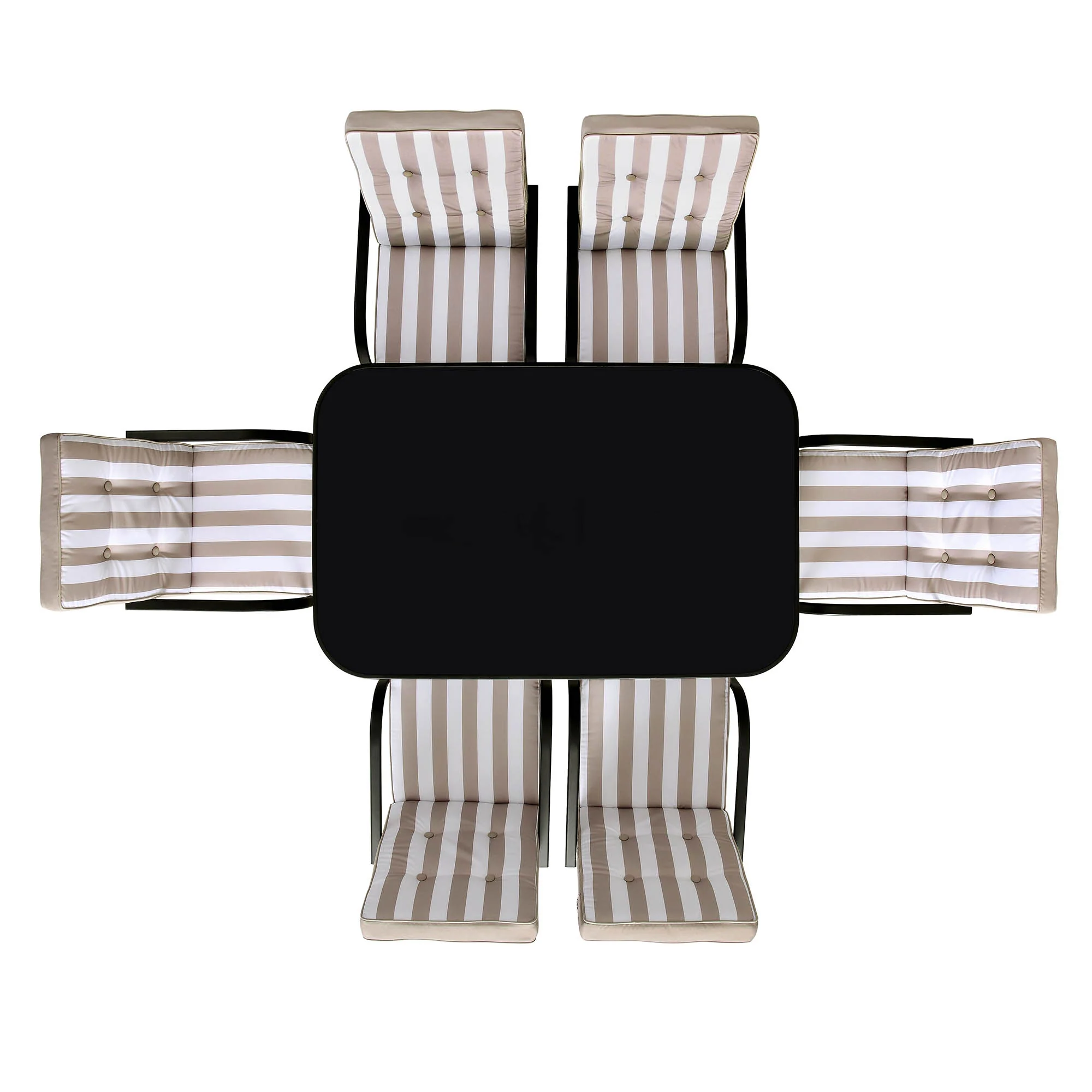 Champneys 6-Seater Steel and Fabric Outdoor Patio Dining Set with Crank Parasol, Taupe - Image 8