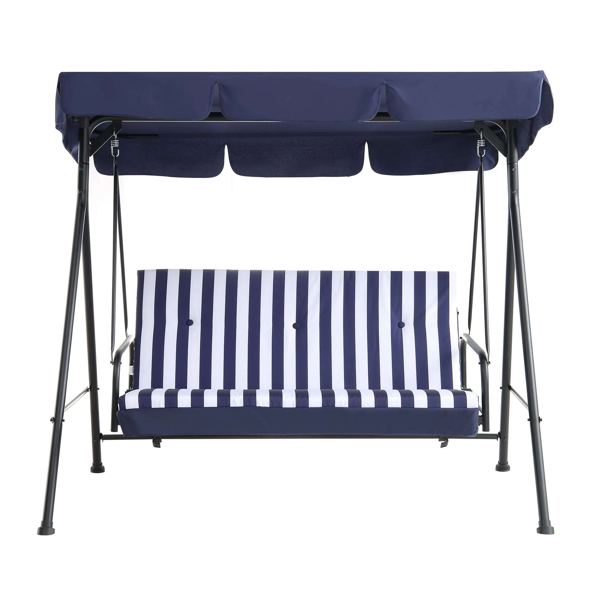 Champneys Outdoor Reclining Swing with Canopy, Blue Striped - Image 5