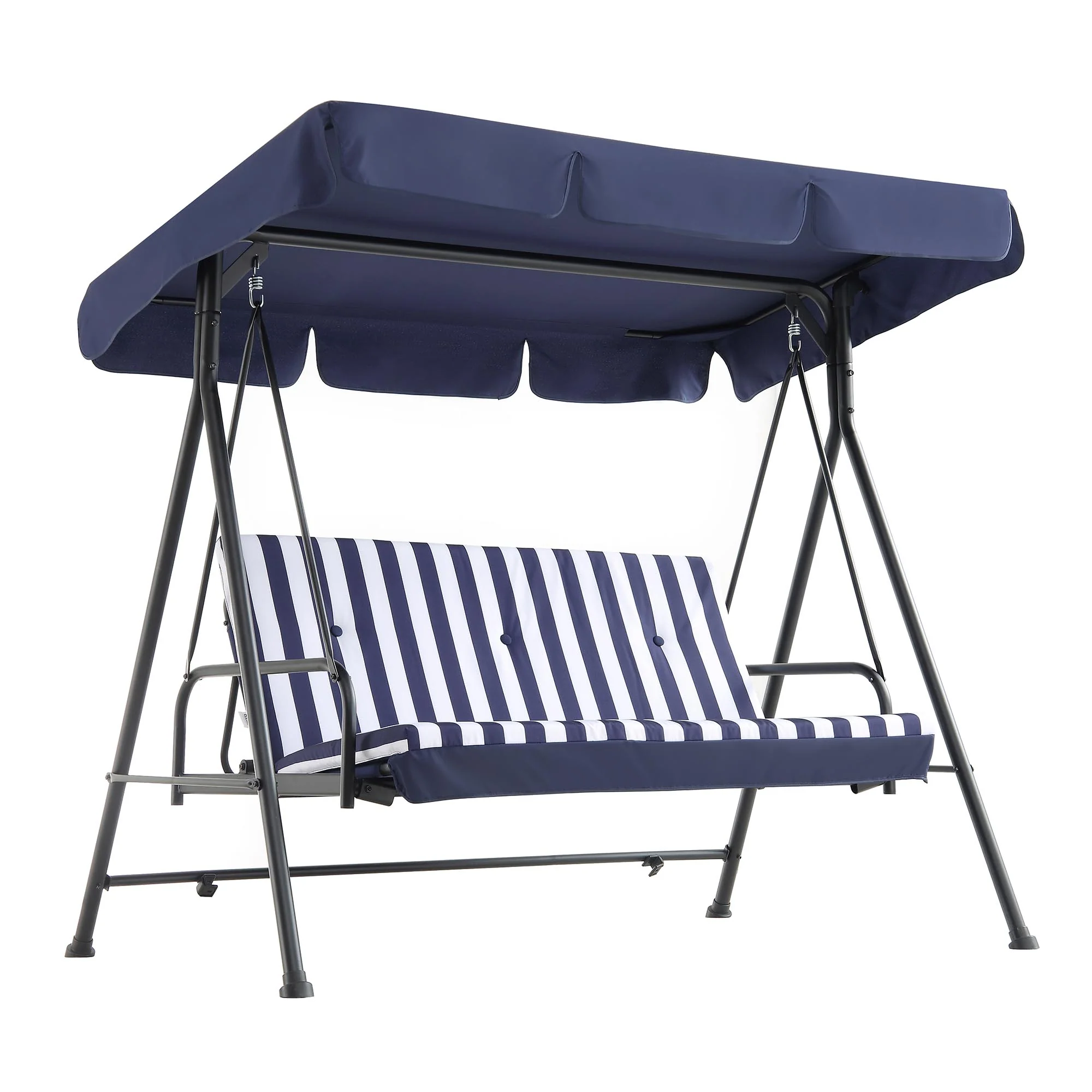 Champneys Outdoor Reclining Swing with Canopy, Blue Striped - Image 8
