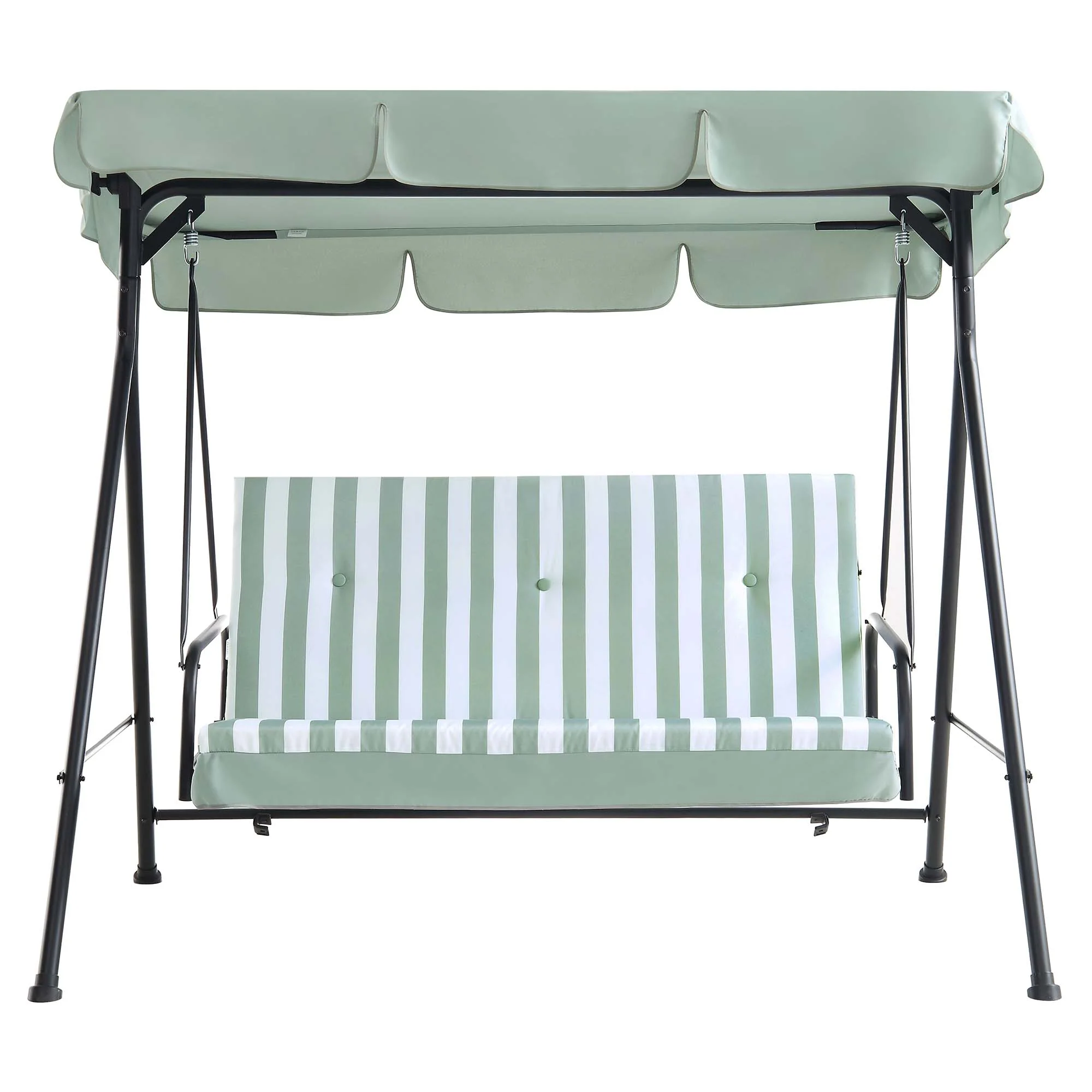 Champneys Outdoor Reclining Swing with Canopy, Sage Green Striped - Image 6