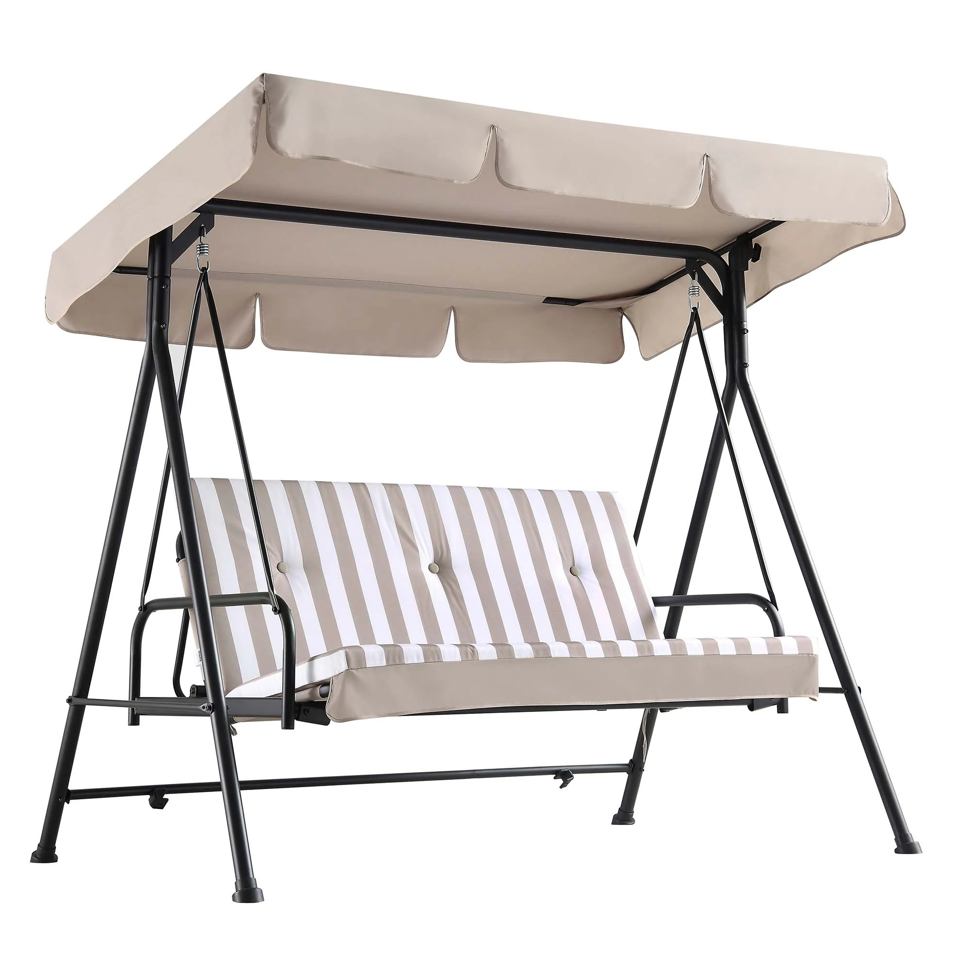 Champneys Outdoor Reclining Swing with Canopy, Taupe Striped - Image 10