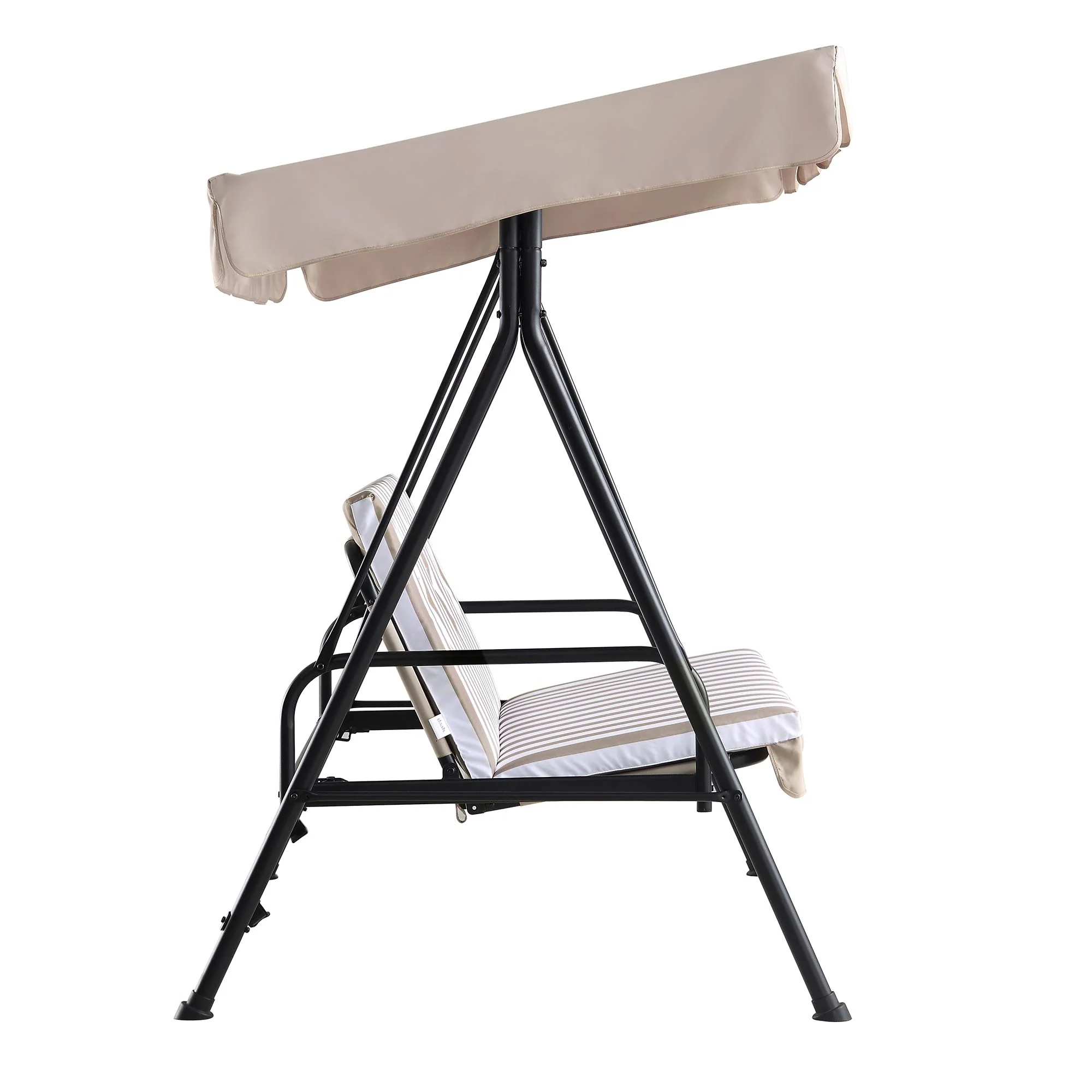Champneys Outdoor Reclining Swing with Canopy, Taupe Striped - Image 11