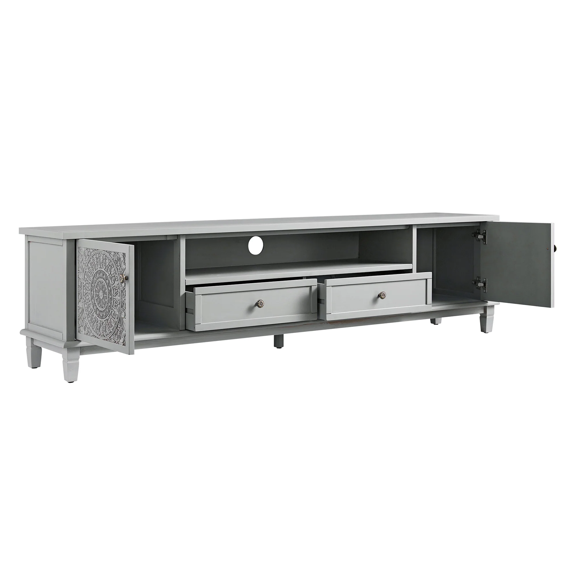 Chantilly Mid Grey 200cm Wide TV Unit - Image 4