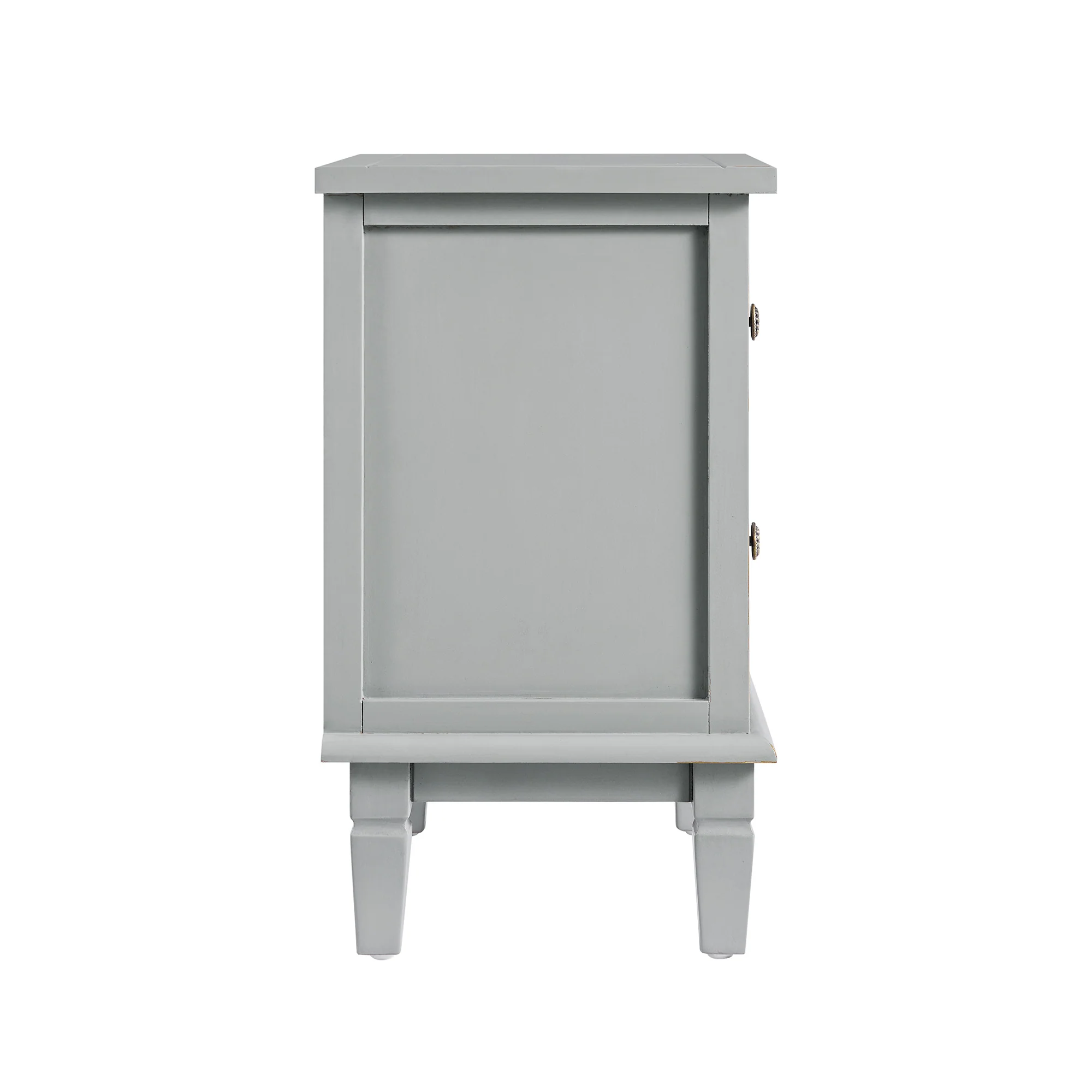 Chantilly Mid Grey Carved 2 Drawer Bedside Table - Image 10