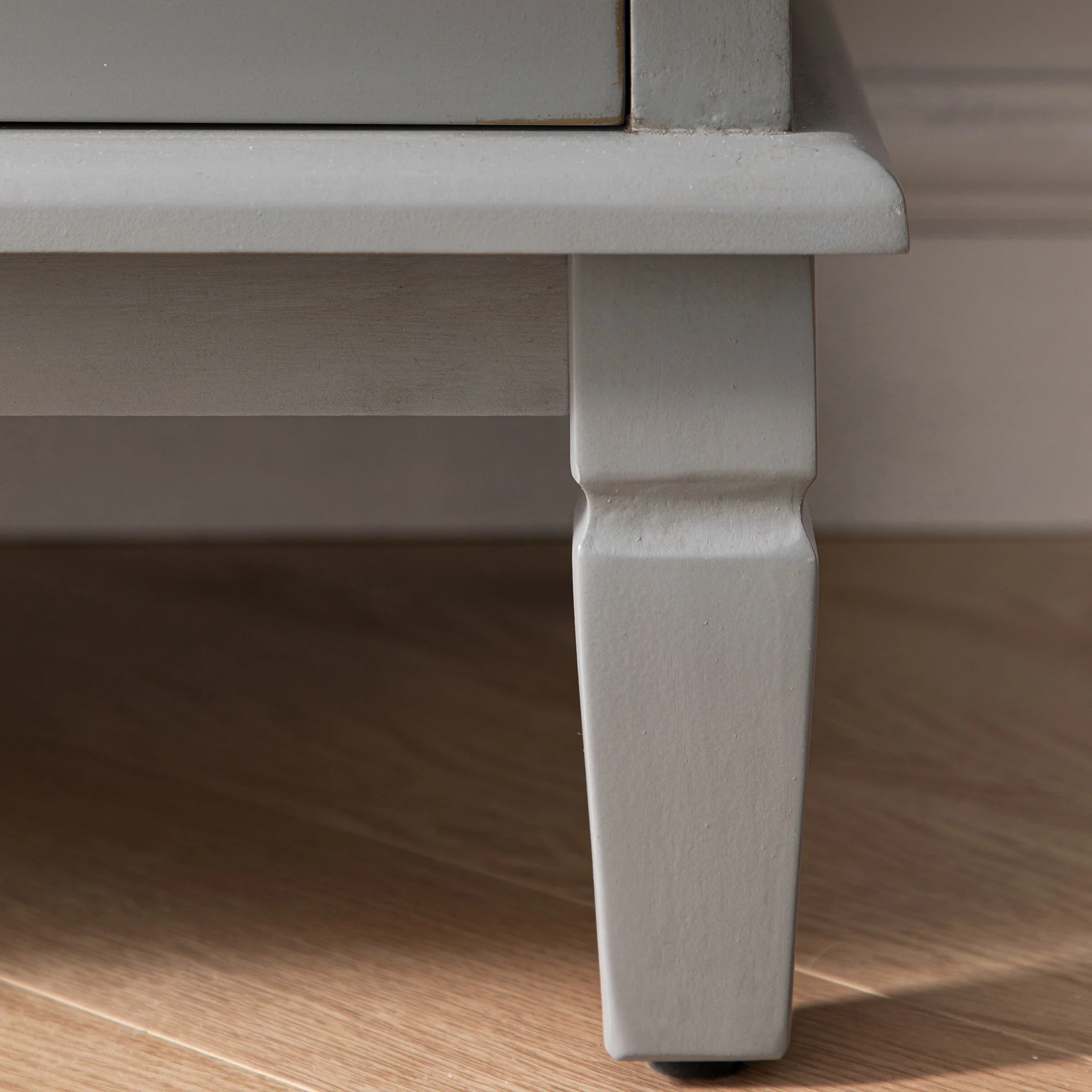 Chantilly Mid Grey Carved 3 Drawer Chest - Image 6
