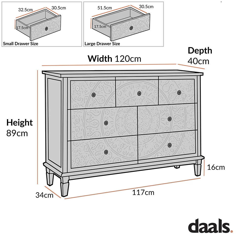 Chantilly Whitewashed Carved 3 over 4 Drawer Chest - Image 6