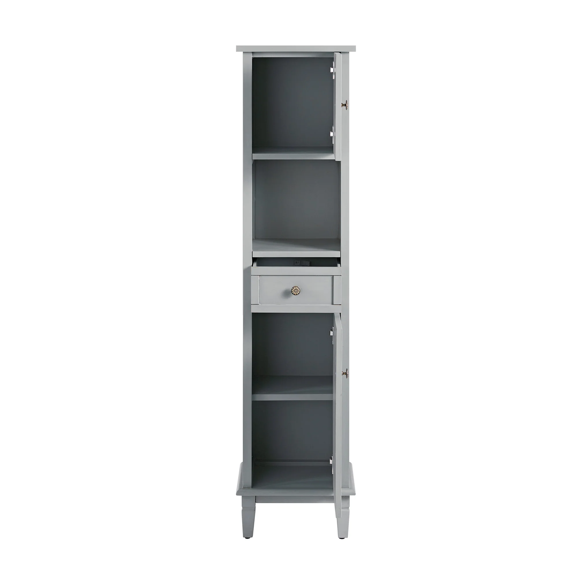 Chantilly Mid Grey Carved Bathroom Tallboy Cabinet - Image 4