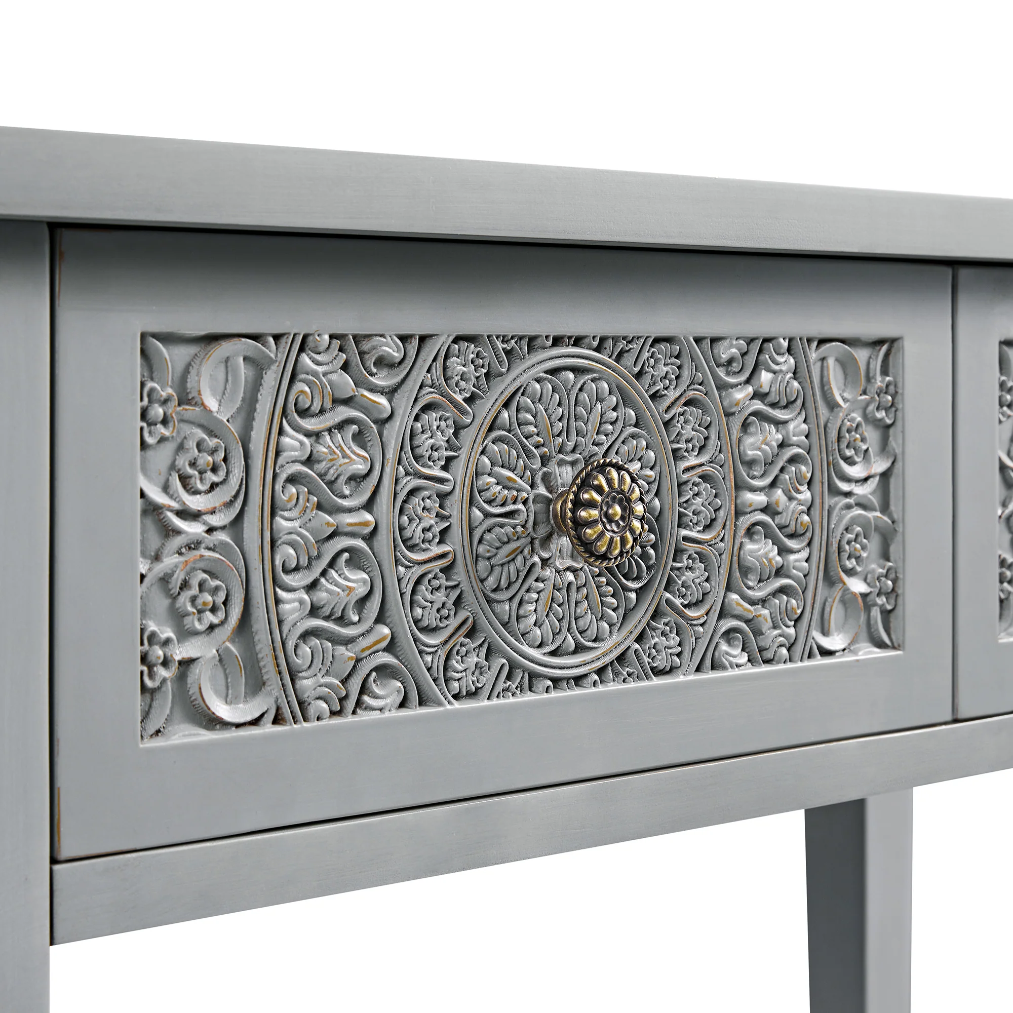 Chantilly Mid Grey Carved Console/ Dressing Table - Image 12