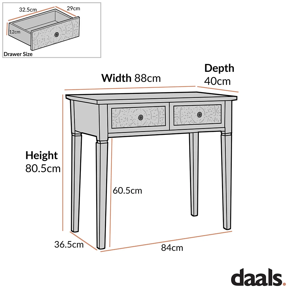 Chantilly Mid Grey Carved Console/ Dressing Table - Image 8