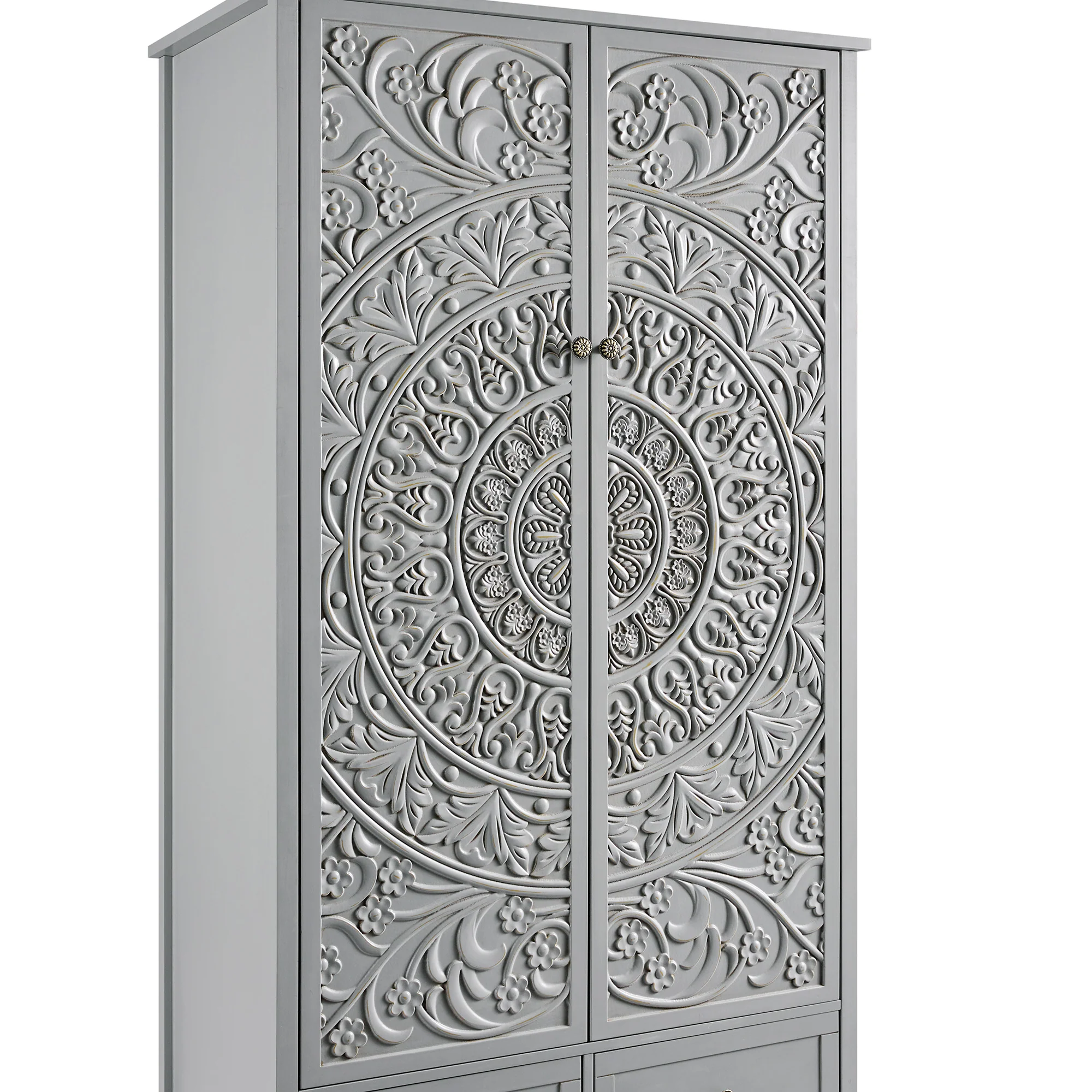Chantilly Mid Grey Carved Double Wardrobe - Image 14