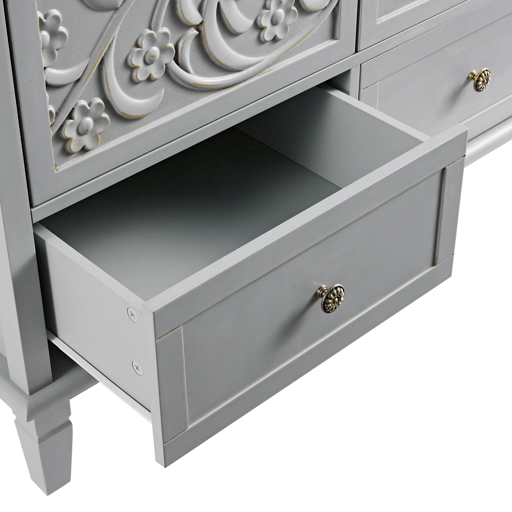Chantilly Mid Grey Carved Double Wardrobe - Image 16
